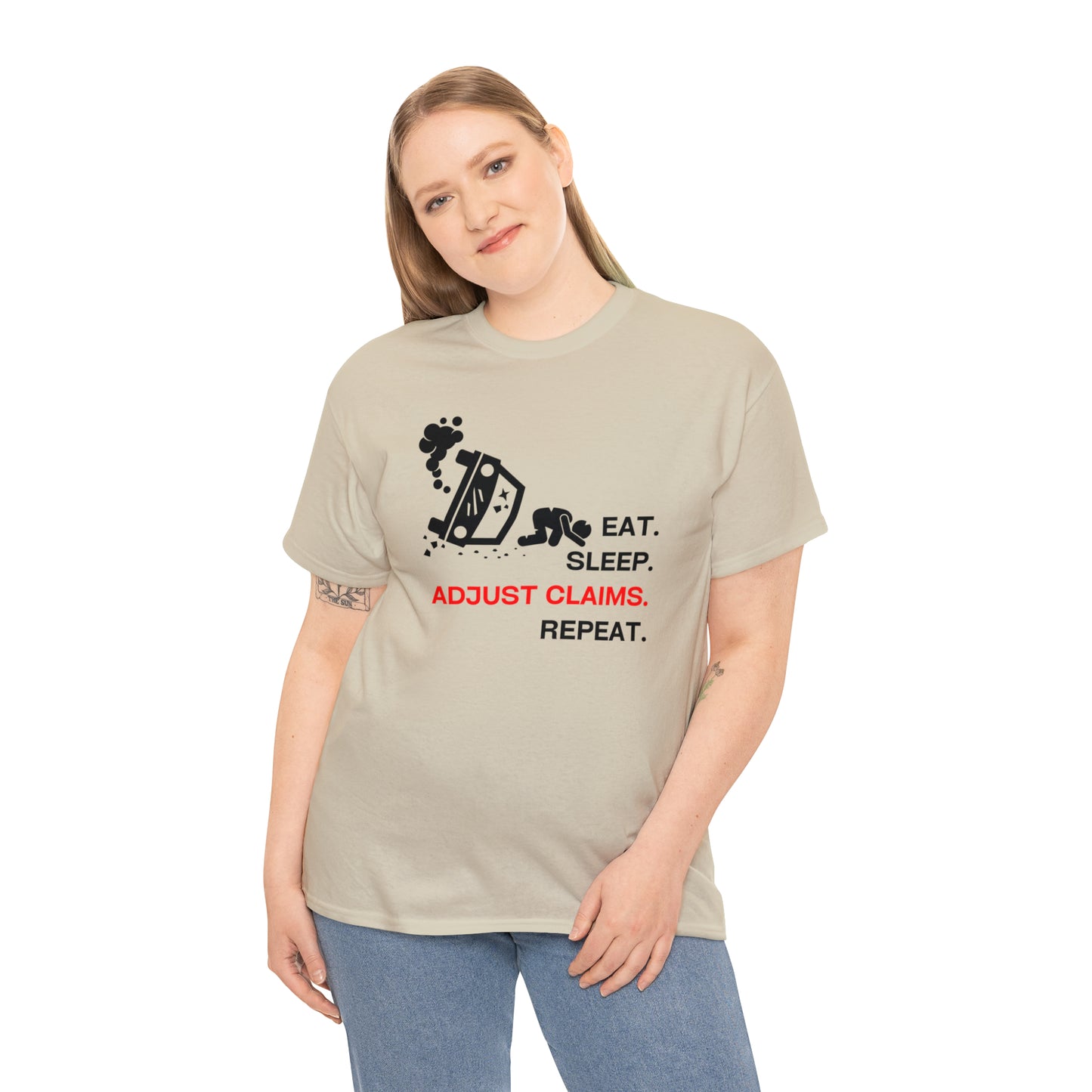 Claims Adjuster (Car Flip/Driver/Black) Unisex Heavy Cotton Tee