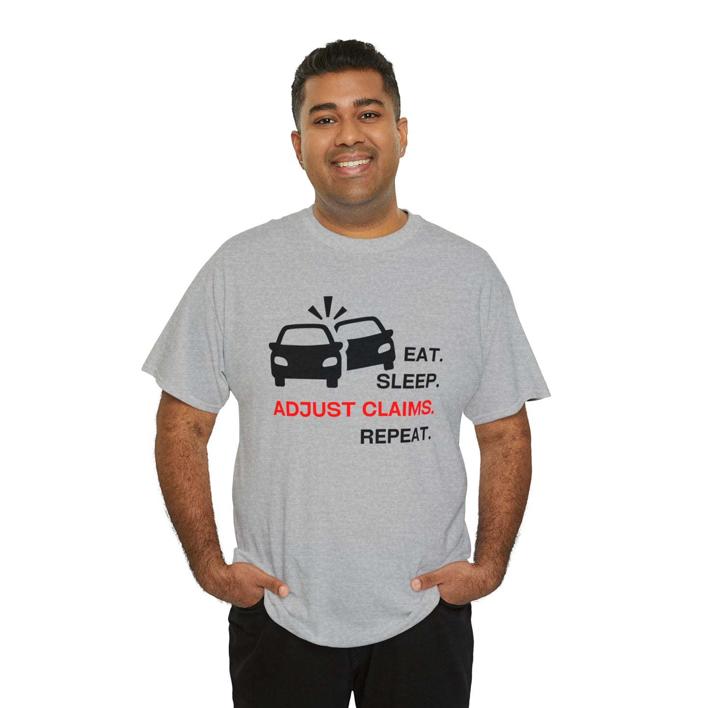 Claims Adjuster (Double Car/ Black Print) Unisex Heavy Cotton Tee