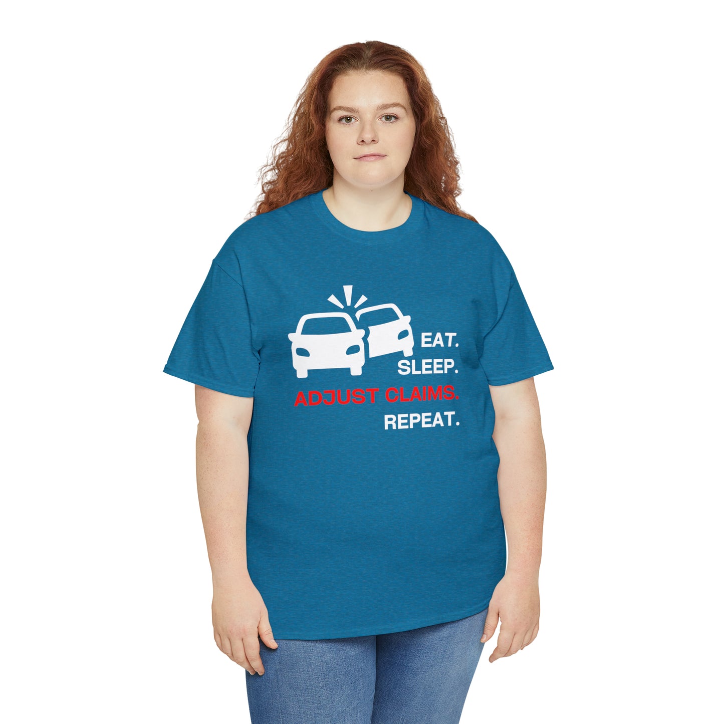 Claims Adjuster (Double Car/ White Print) Unisex Heavy Cotton Tee