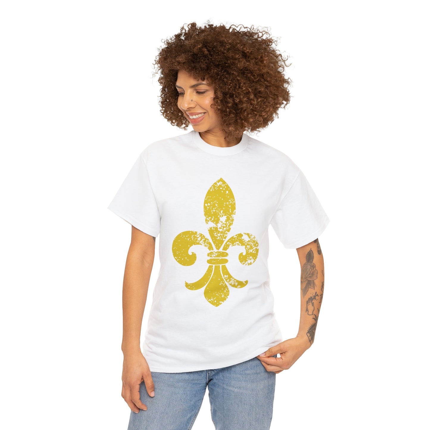 Gold Fleur-De-Lis Heavy Cotton Unisex Tee