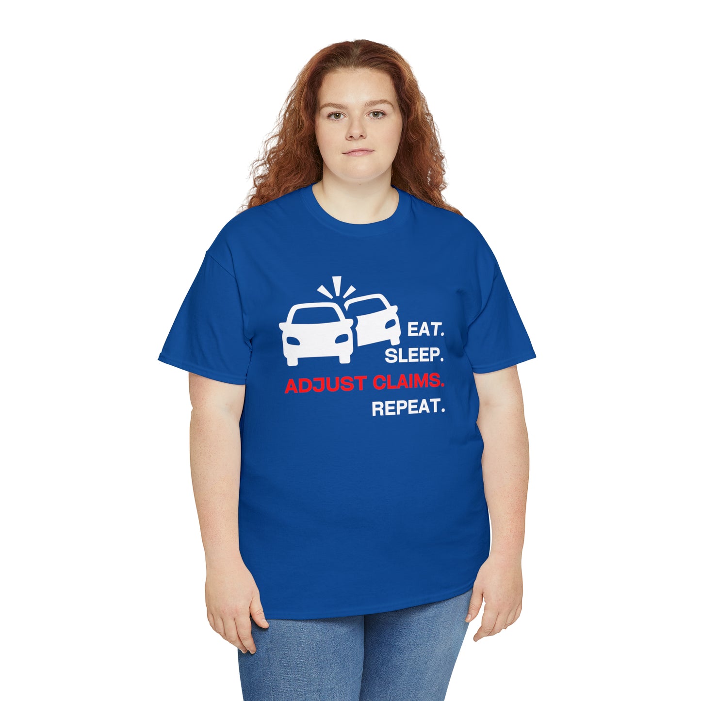 Claims Adjuster (Double Car/ White Print) Unisex Heavy Cotton Tee
