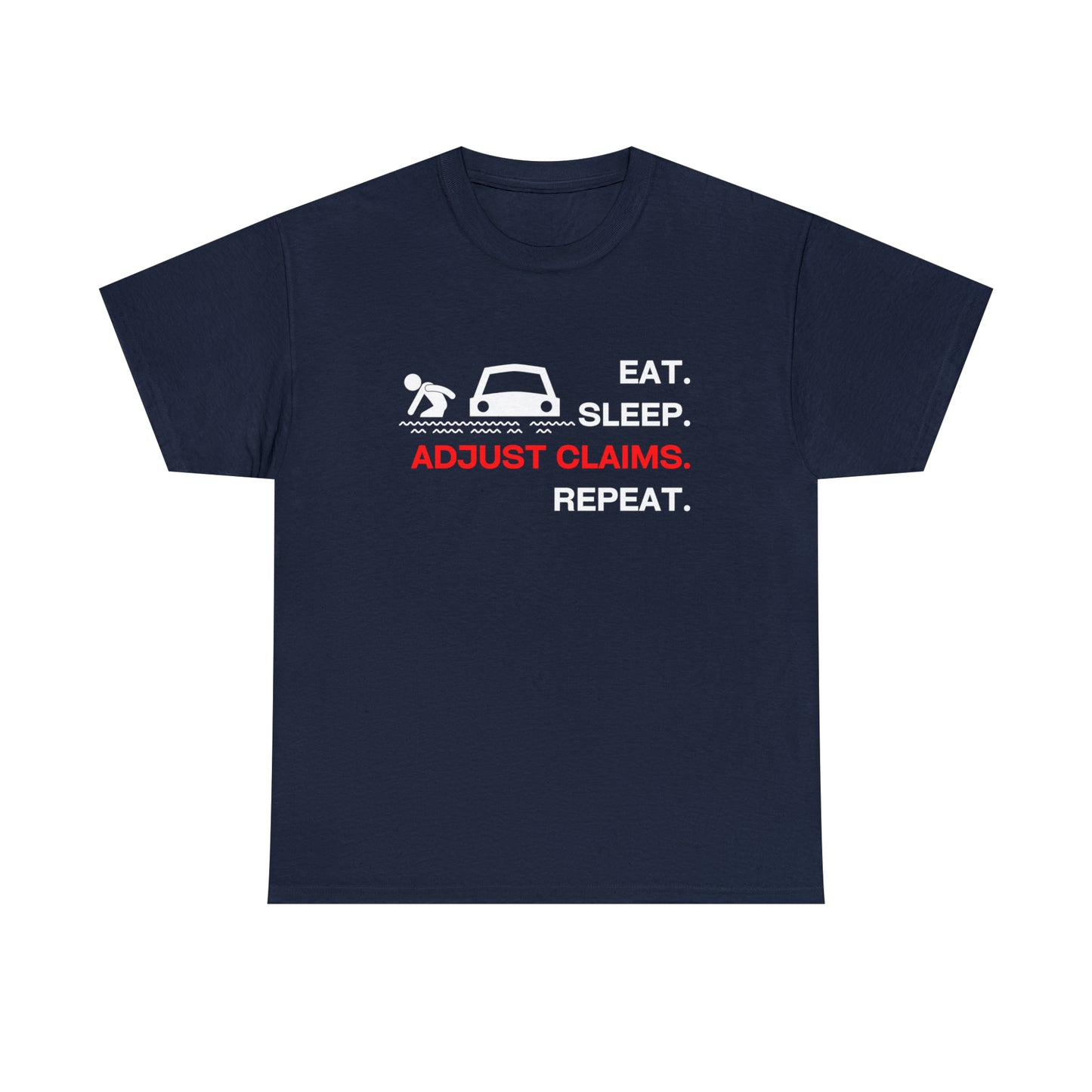 Claims Adjuster (Flooded Car / White) Unisex Heavy Cotton Tee
