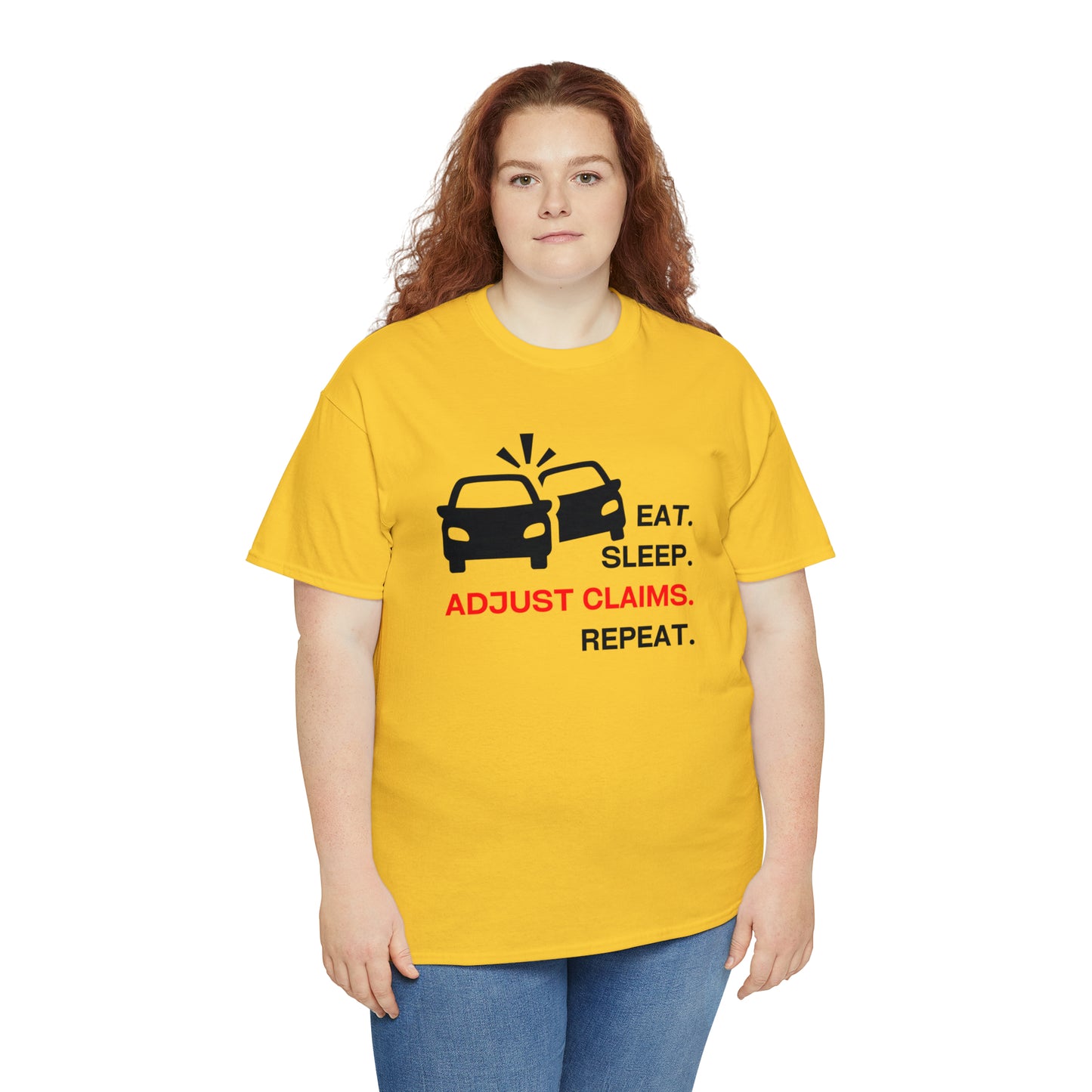 Claims Adjuster (Double Car/ Black Print) Unisex Heavy Cotton Tee