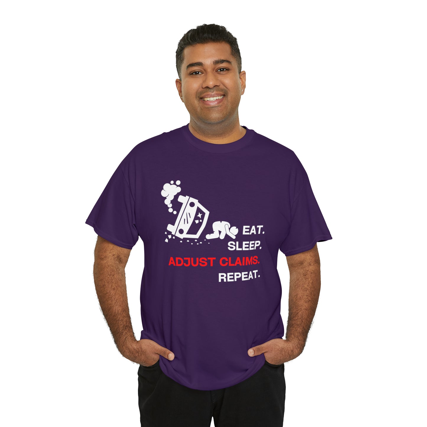 Claims Adjuster (Car Flip/Driver/White) Unisex Heavy Cotton Tee