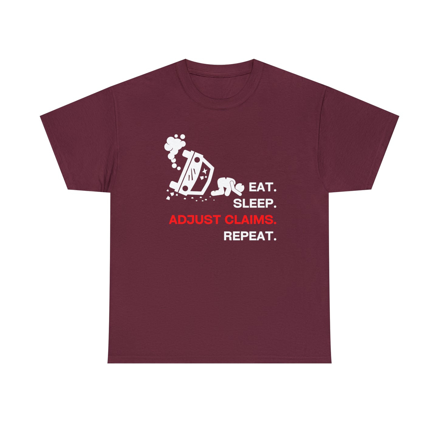 Claims Adjuster (Car Flip/Driver/White) Unisex Heavy Cotton Tee