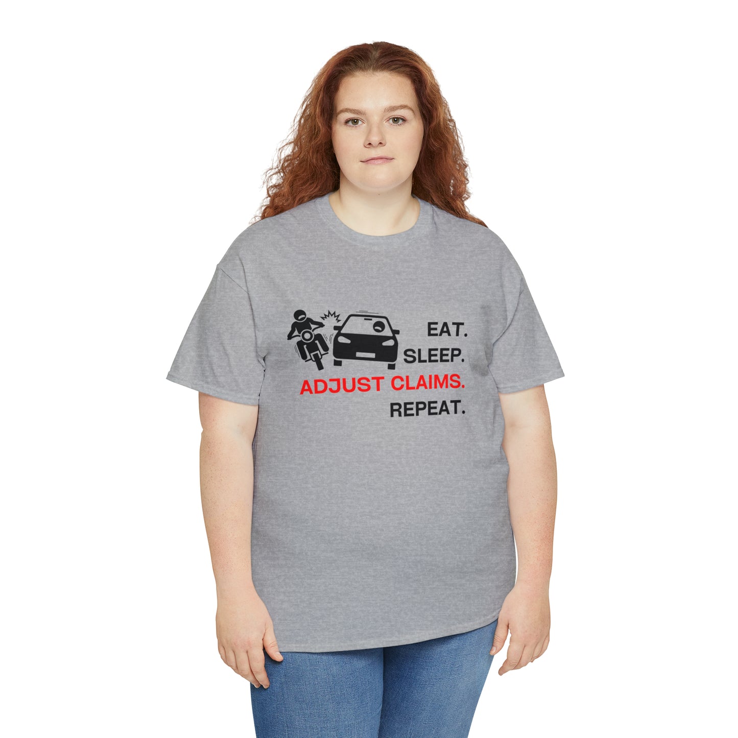 Claims Adjuster (Motorcyclist / Car / Black) Unisex Heavy Cotton Tee
