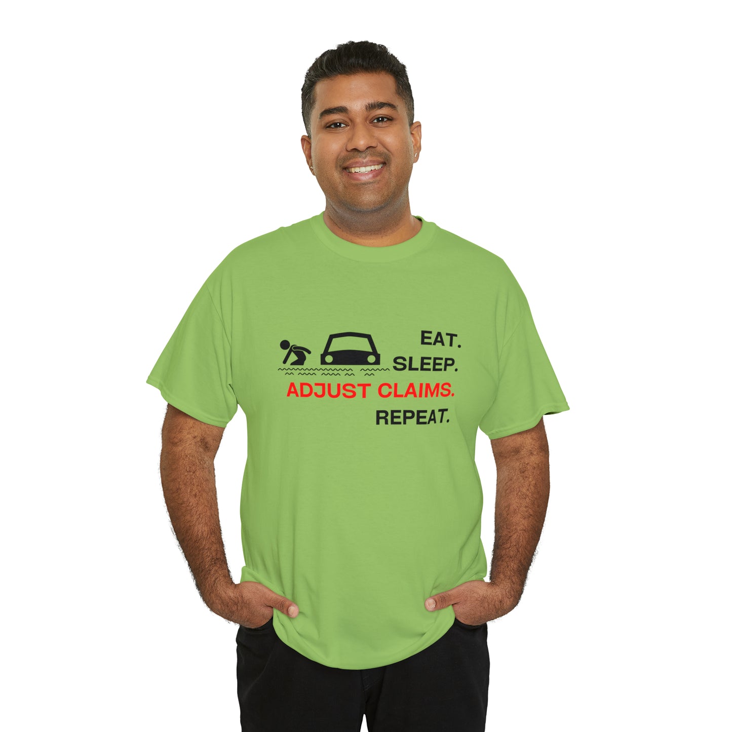 Claims Adjuster (Flooded Car / White) Unisex Heavy Cotton Tee