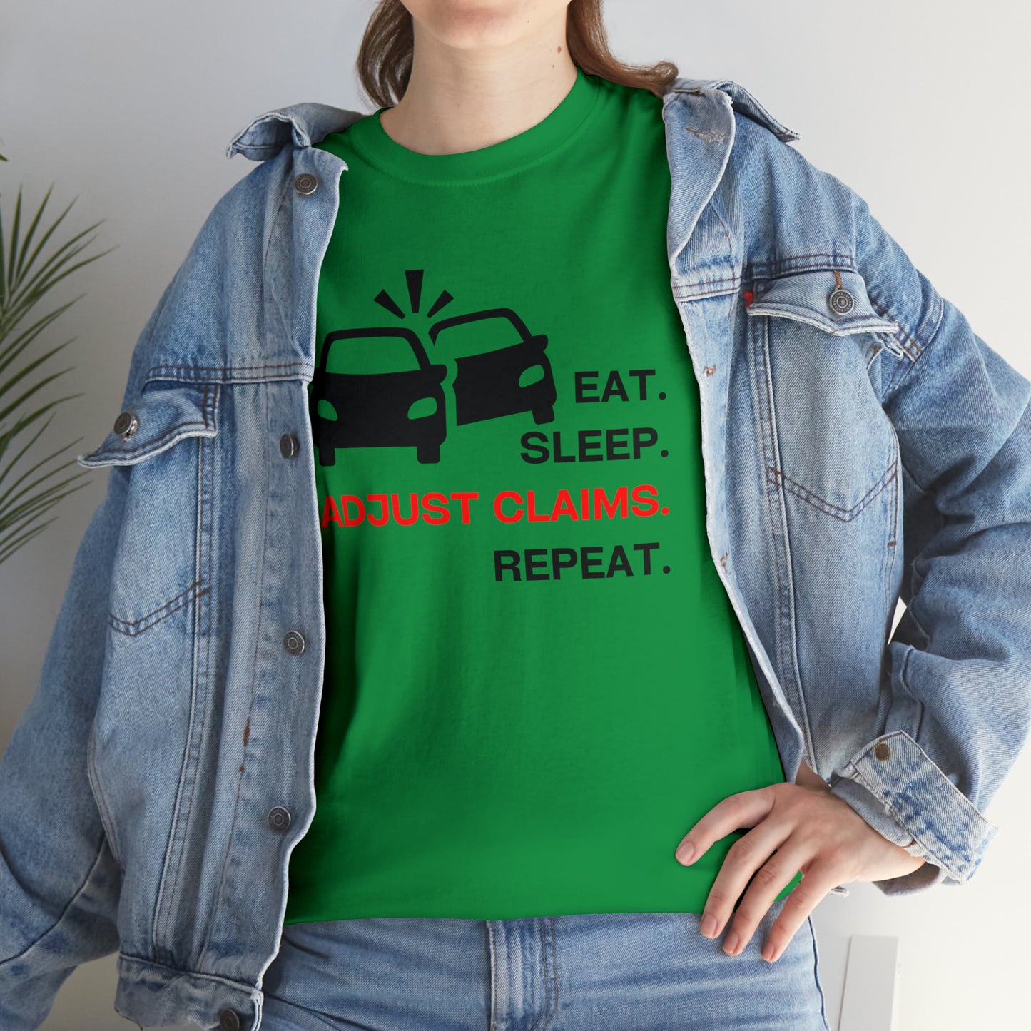 Claims Adjuster (Double Car/ Black Print) Unisex Heavy Cotton Tee