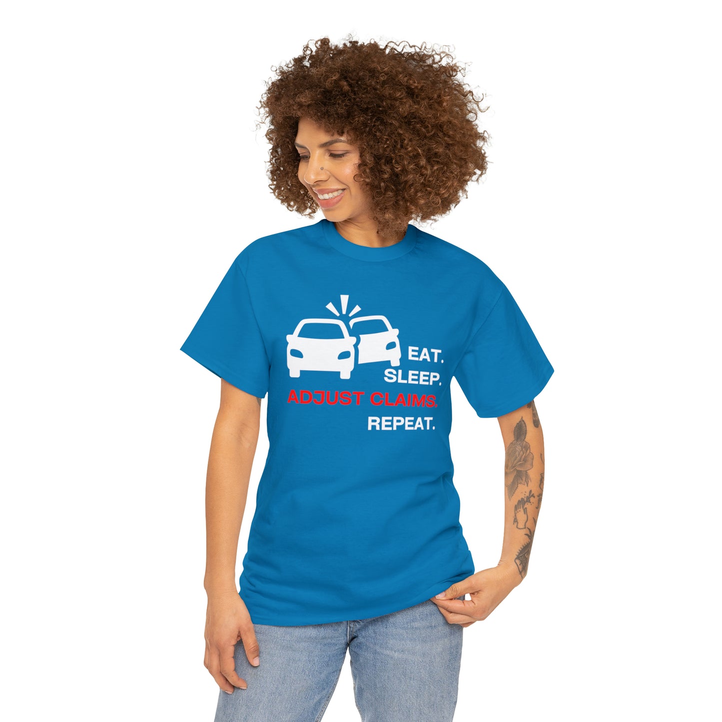Claims Adjuster (Double Car/ White Print) Unisex Heavy Cotton Tee