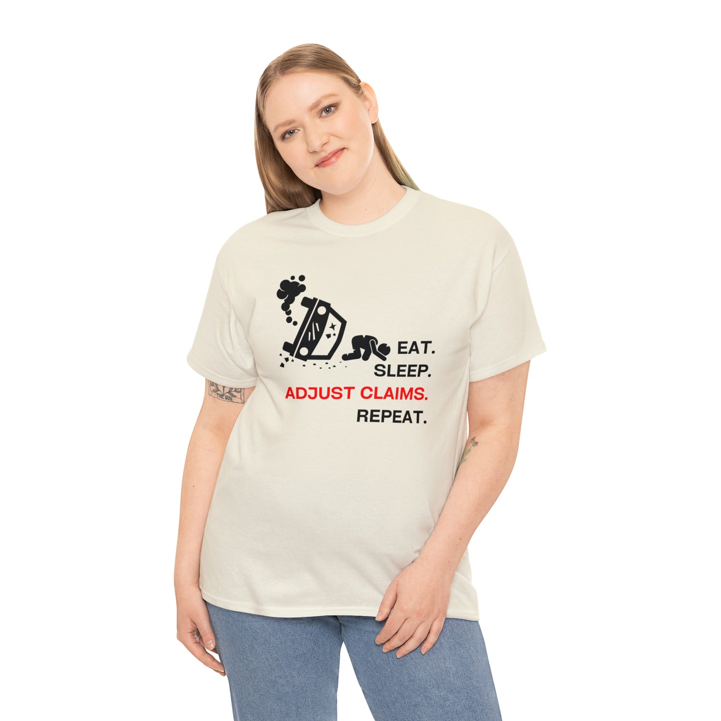 Claims Adjuster (Car Flip/Driver/Black) Unisex Heavy Cotton Tee