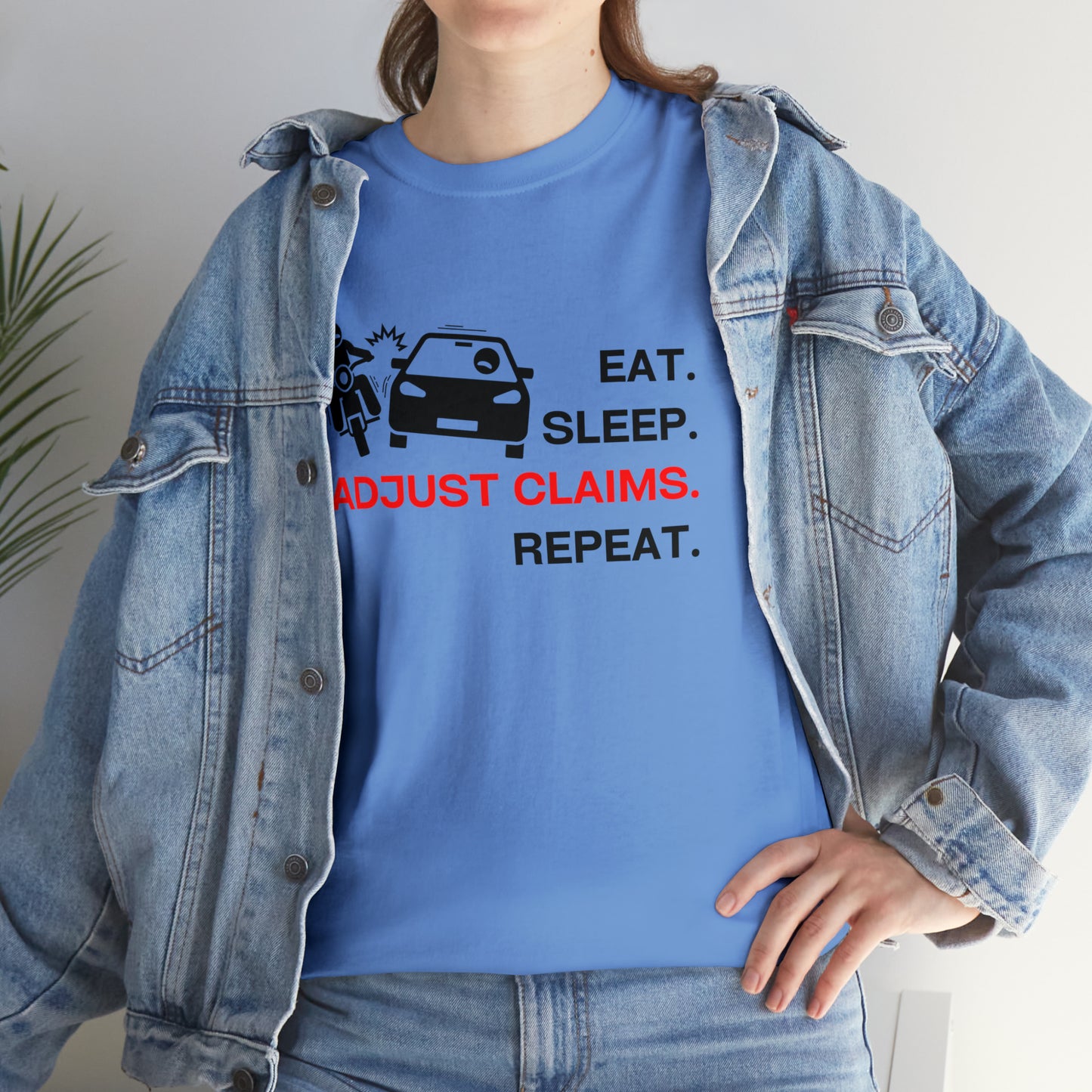 Claims Adjuster (Motorcyclist / Car / Black) Unisex Heavy Cotton Tee
