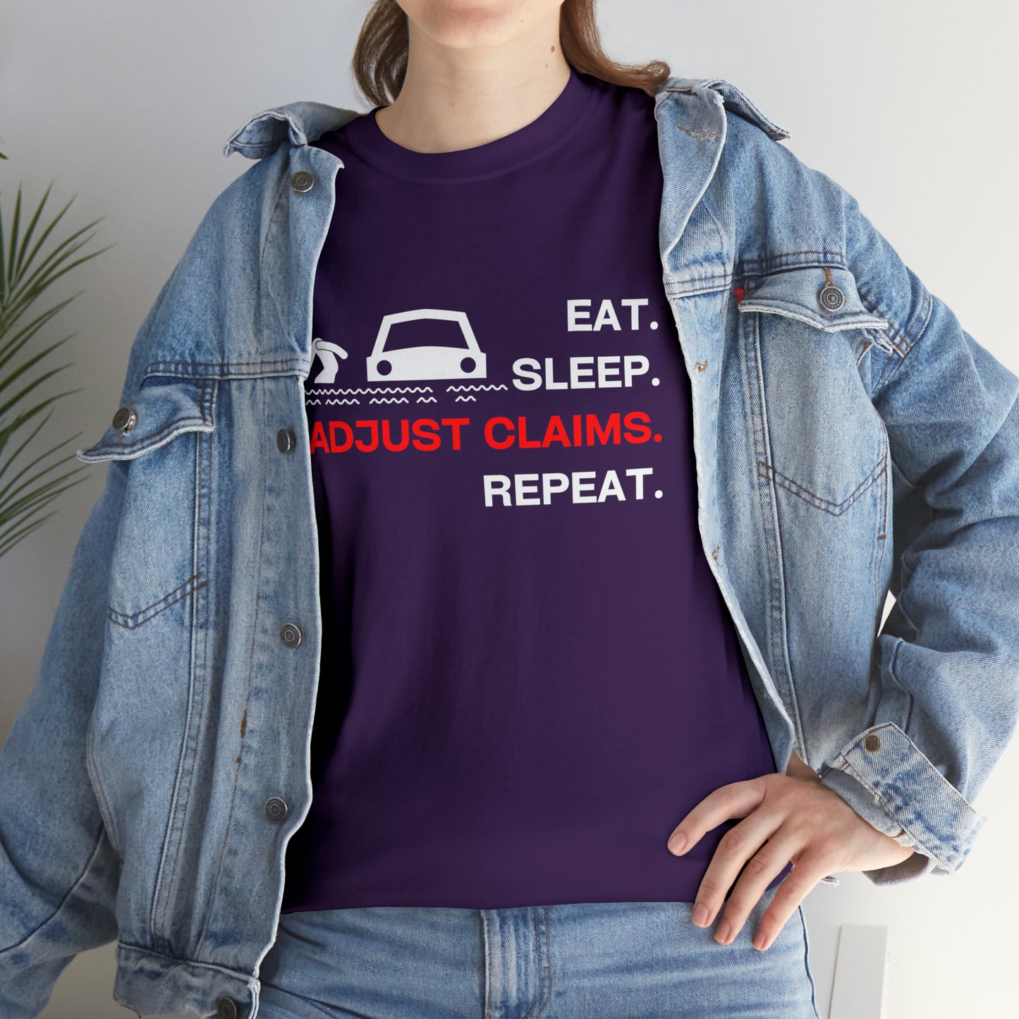Claims Adjuster (Flooded Car / White) Unisex Heavy Cotton Tee