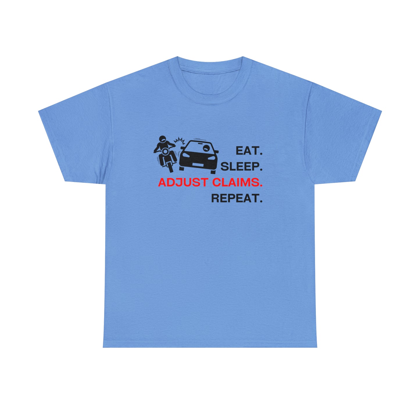 Claims Adjuster (Motorcyclist / Car / Black) Unisex Heavy Cotton Tee