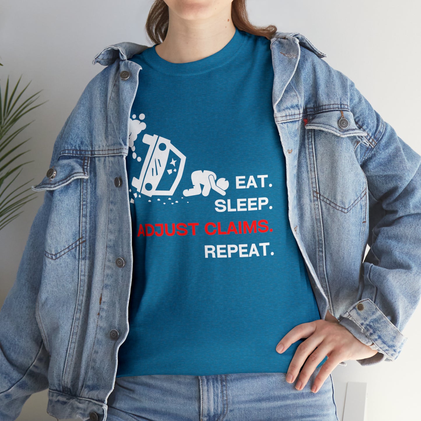 Claims Adjuster (Car Flip/Driver/White) Unisex Heavy Cotton Tee