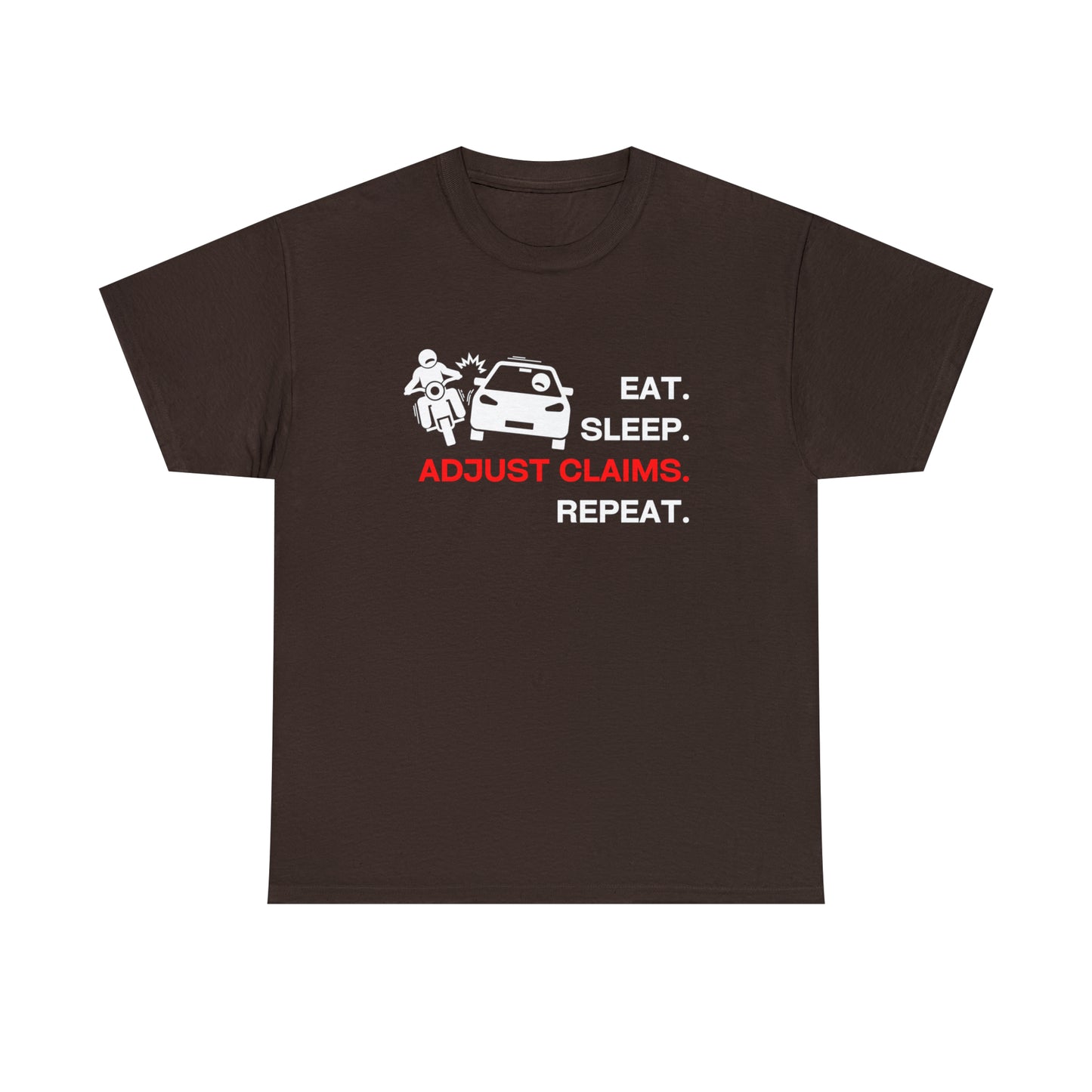 Claims Adjuster (Motorcyclist / Car / White) Unisex Heavy Cotton Tee