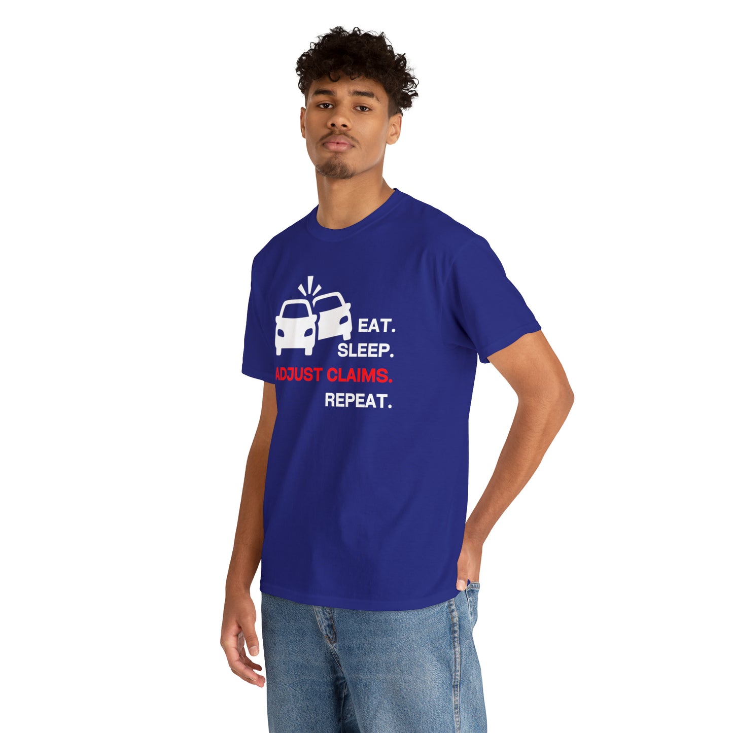 Claims Adjuster (Double Car/ White Print) Unisex Heavy Cotton Tee