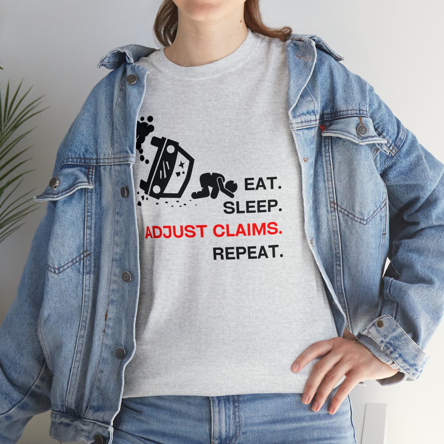 Claims Adjuster (Car Flip/Driver/Black) Unisex Heavy Cotton Tee