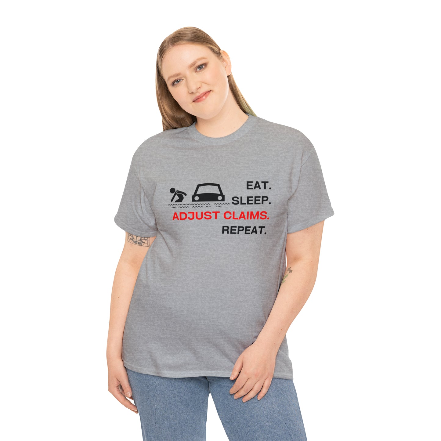 Claims Adjuster (Flooded Car / White) Unisex Heavy Cotton Tee