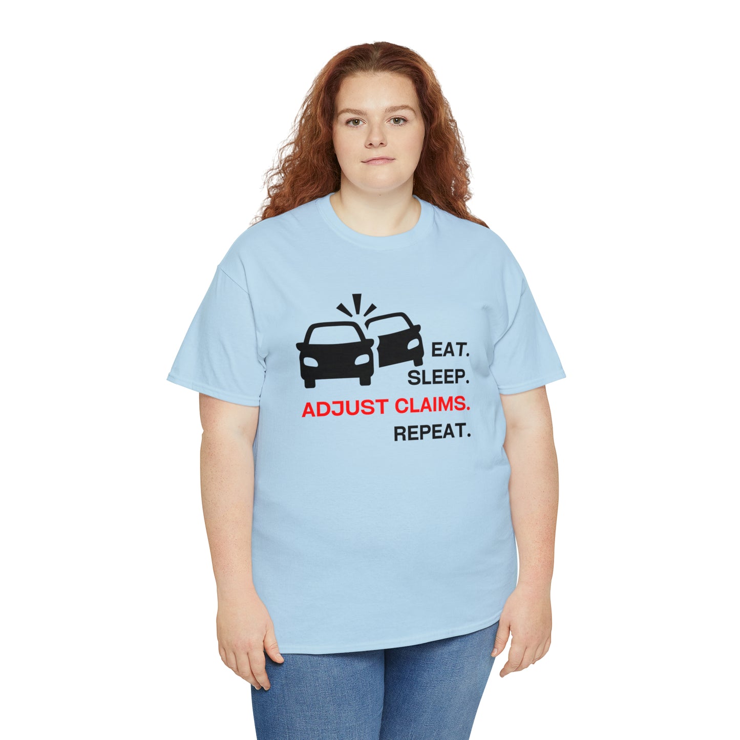 Claims Adjuster (Double Car/ Black Print) Unisex Heavy Cotton Tee