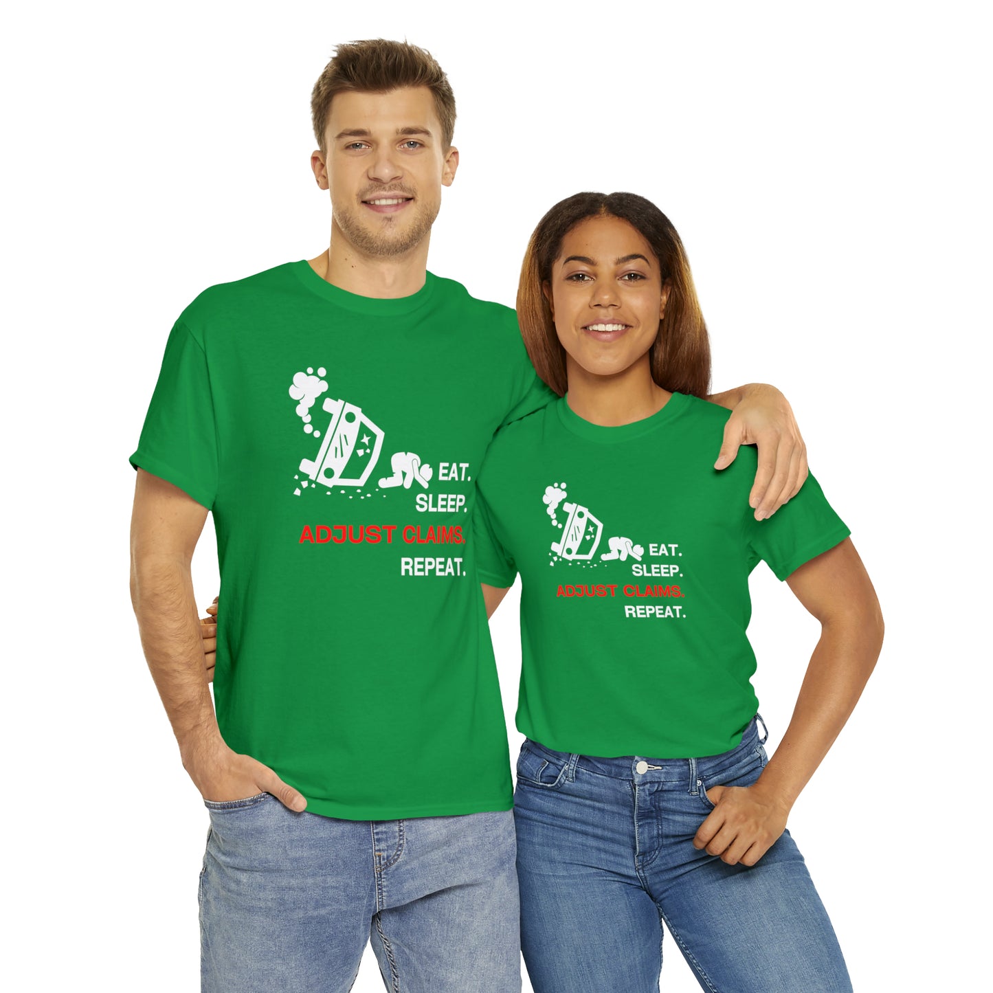 Claims Adjuster (Car Flip/Driver/White) Unisex Heavy Cotton Tee