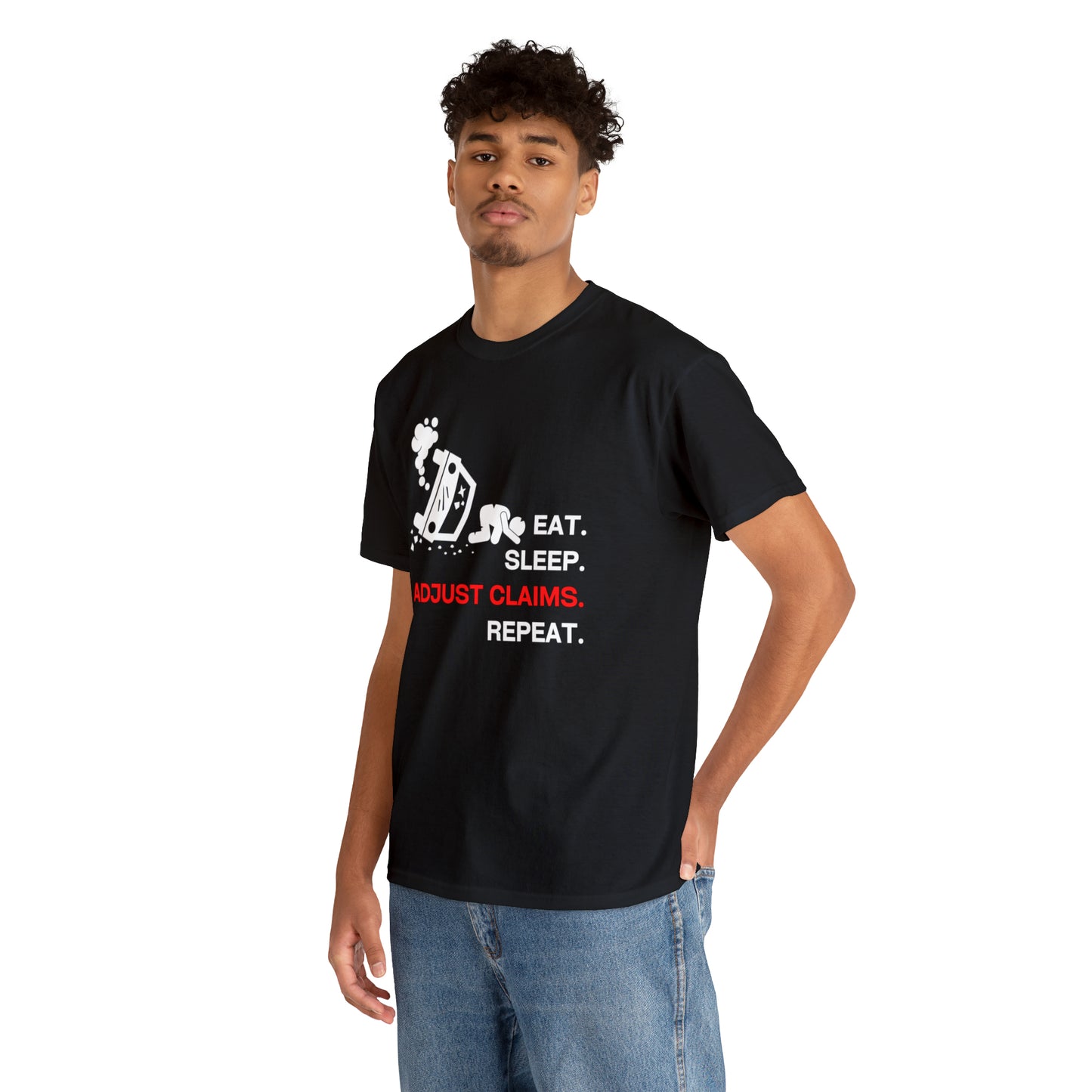 Claims Adjuster (Car Flip/Driver/White) Unisex Heavy Cotton Tee