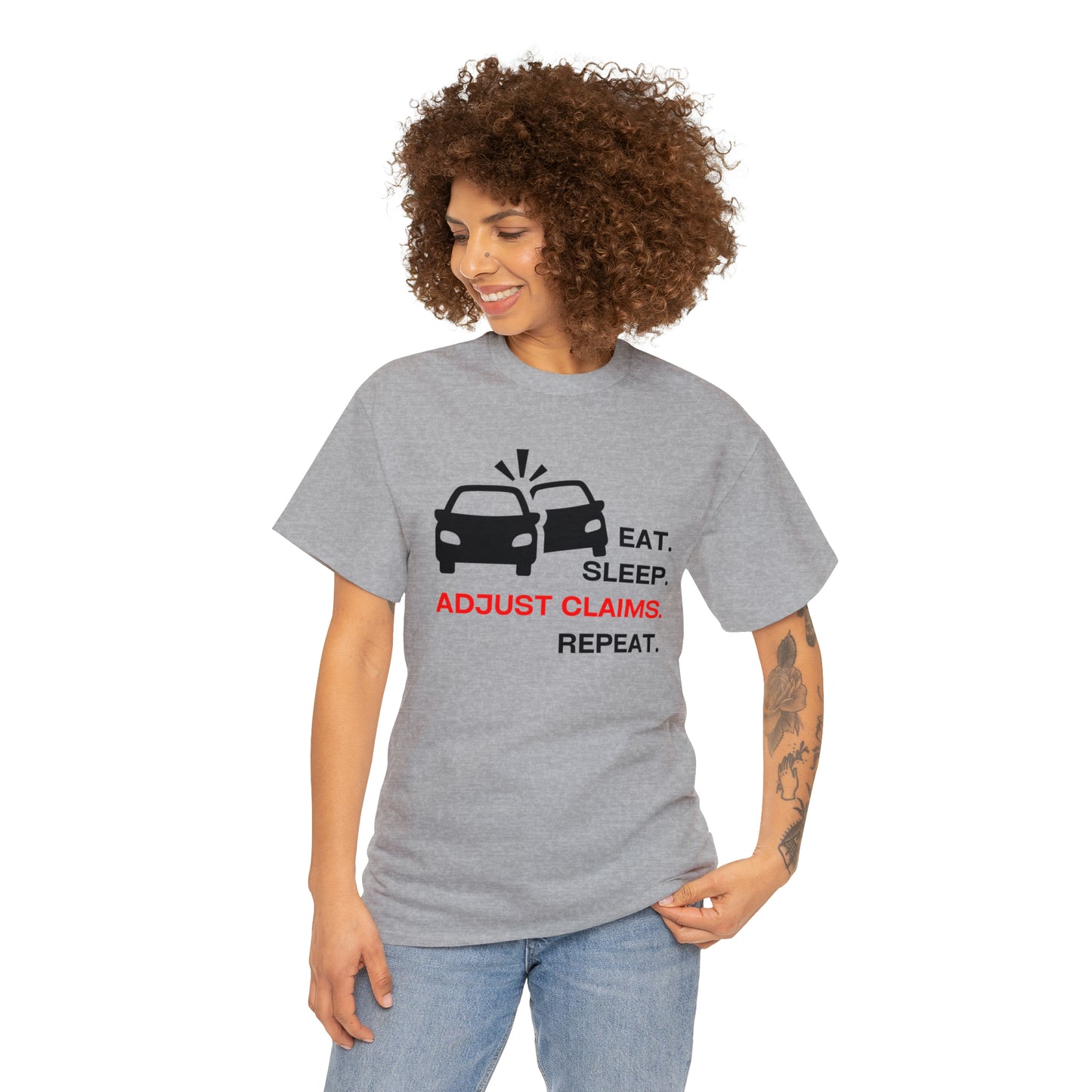 Claims Adjuster (Double Car/ Black Print) Unisex Heavy Cotton Tee