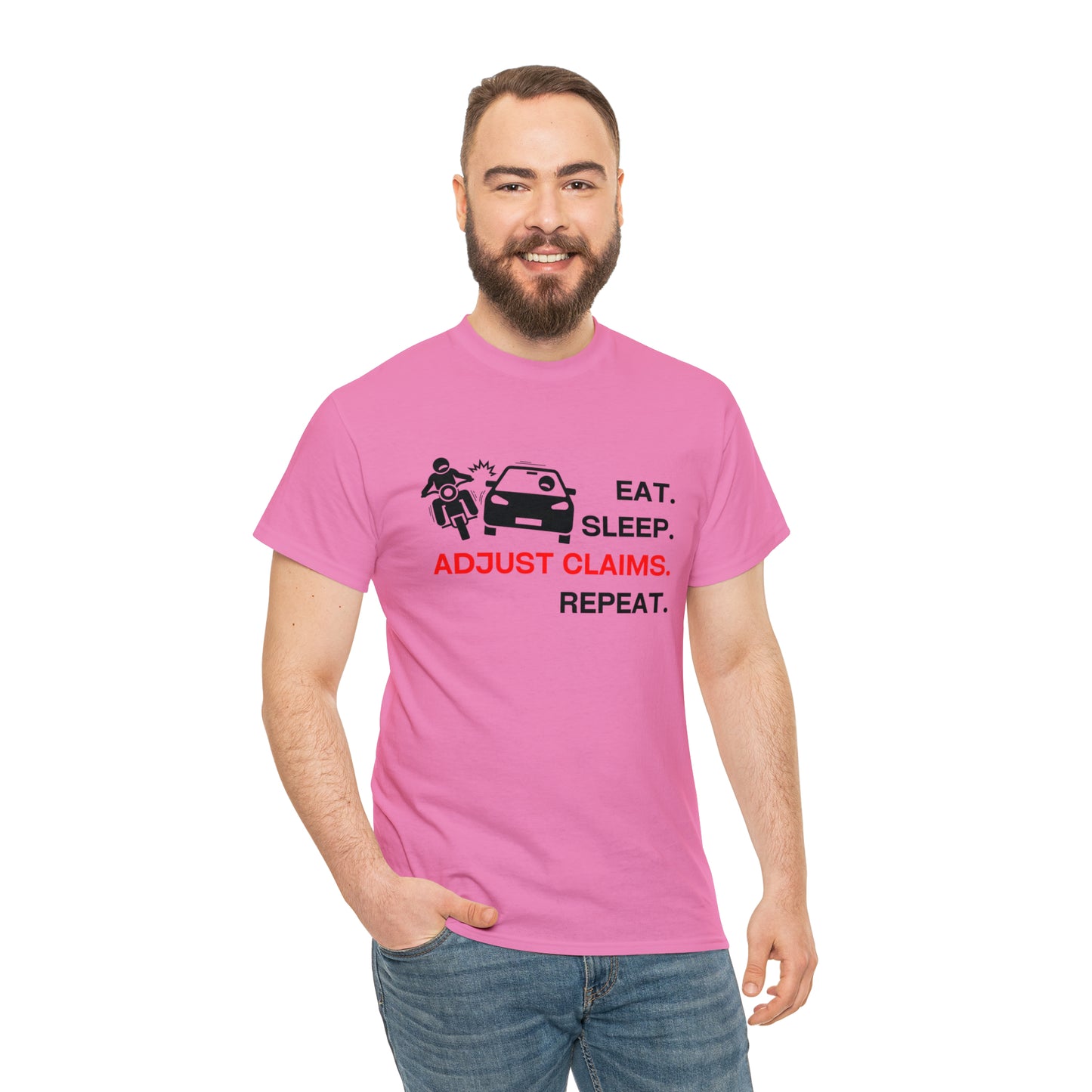 Claims Adjuster (Motorcyclist / Car / Black) Unisex Heavy Cotton Tee