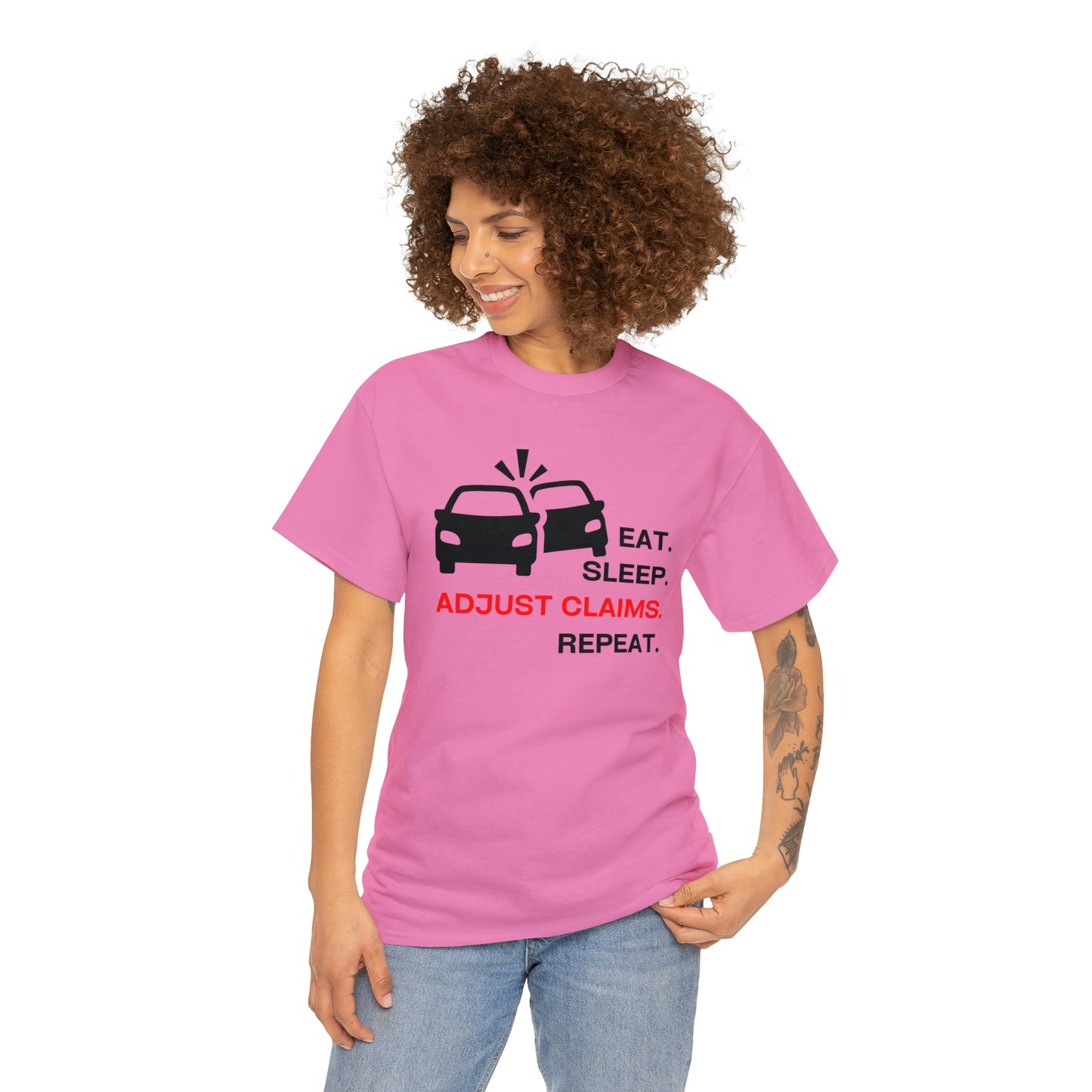 Claims Adjuster (Double Car/ Black Print) Unisex Heavy Cotton Tee
