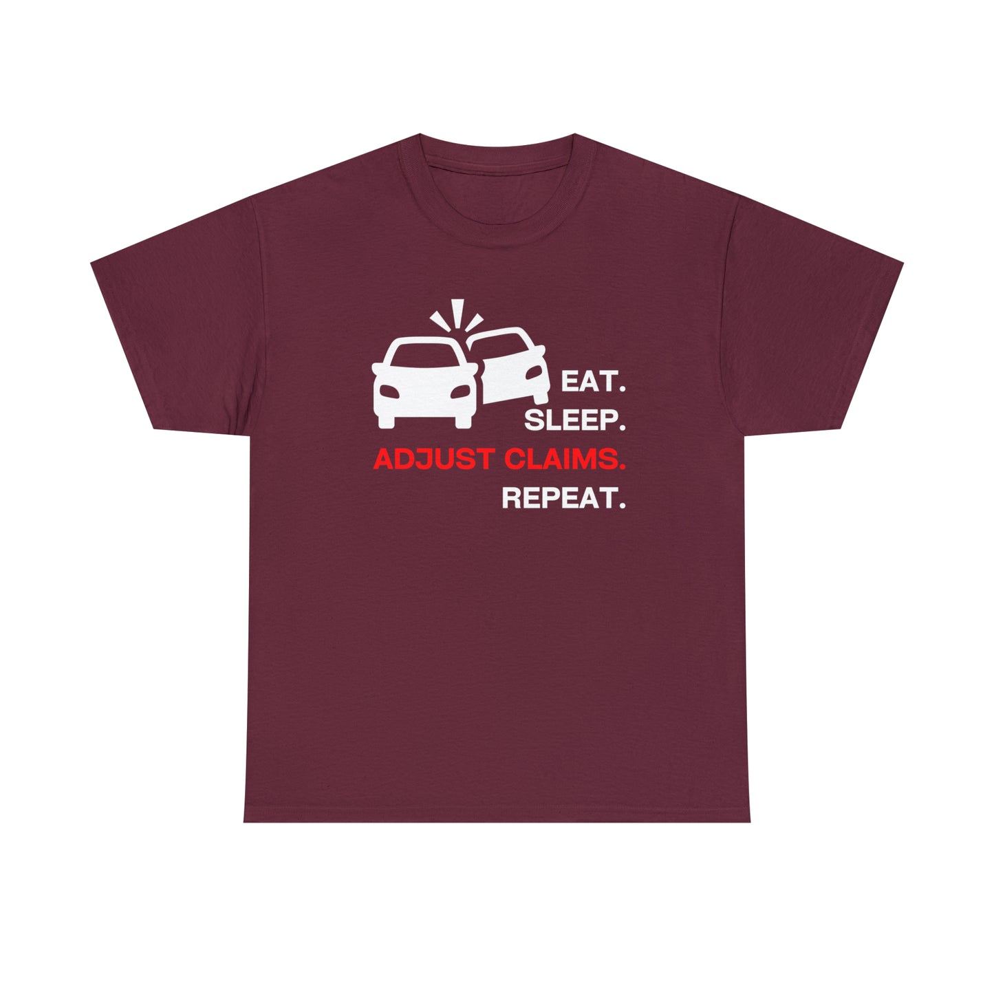 Claims Adjuster (Double Car/ White Print) Unisex Heavy Cotton Tee