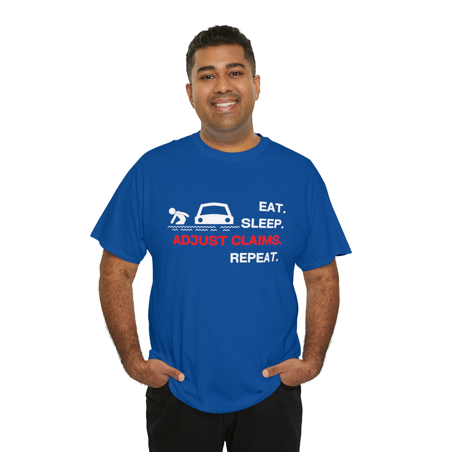 Claims Adjuster (Flooded Car / White) Unisex Heavy Cotton Tee