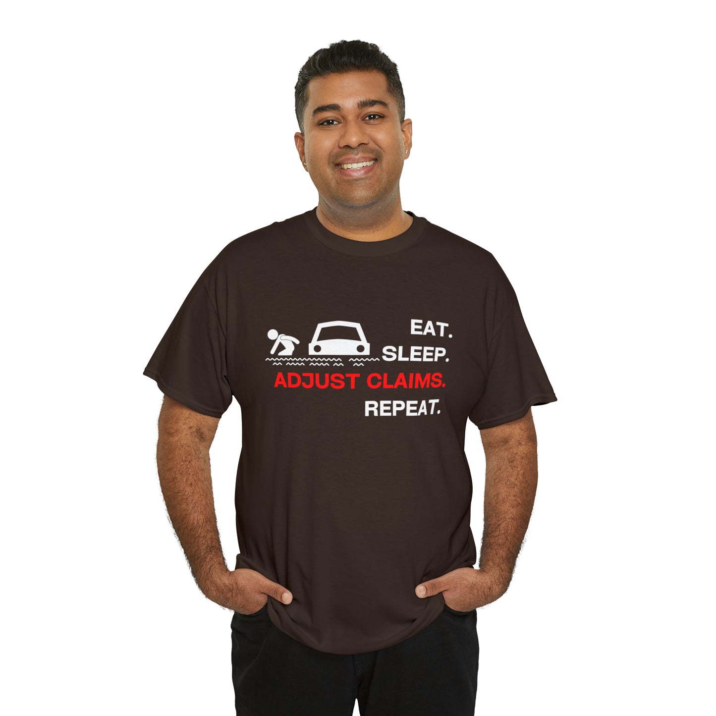 Claims Adjuster (Flooded Car / White) Unisex Heavy Cotton Tee