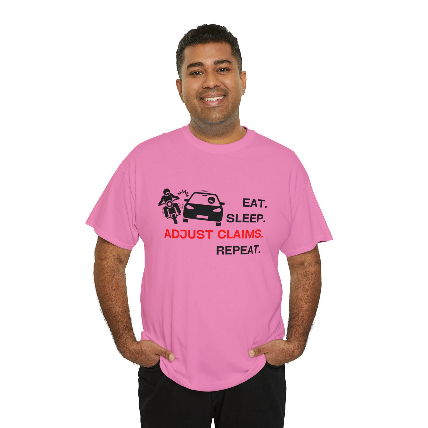 Claims Adjuster (Motorcyclist / Car / Black) Unisex Heavy Cotton Tee