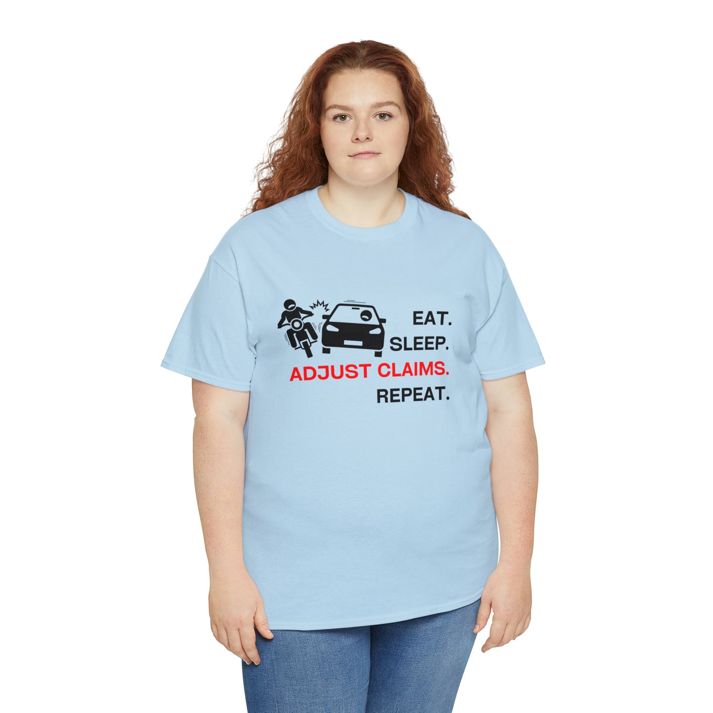 Claims Adjuster (Motorcyclist / Car / Black) Unisex Heavy Cotton Tee