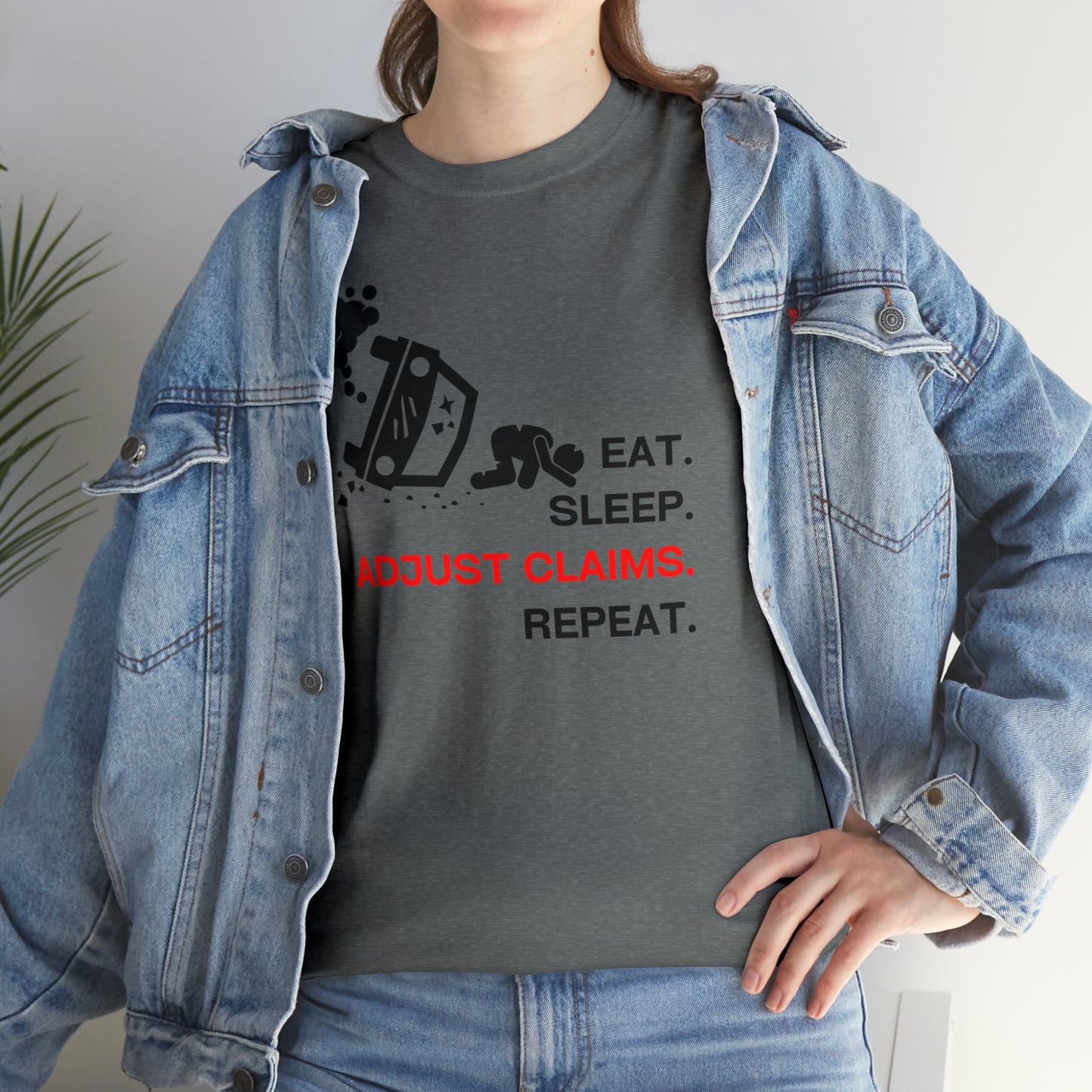 Claims Adjuster (Car Flip/Driver/Black) Unisex Heavy Cotton Tee