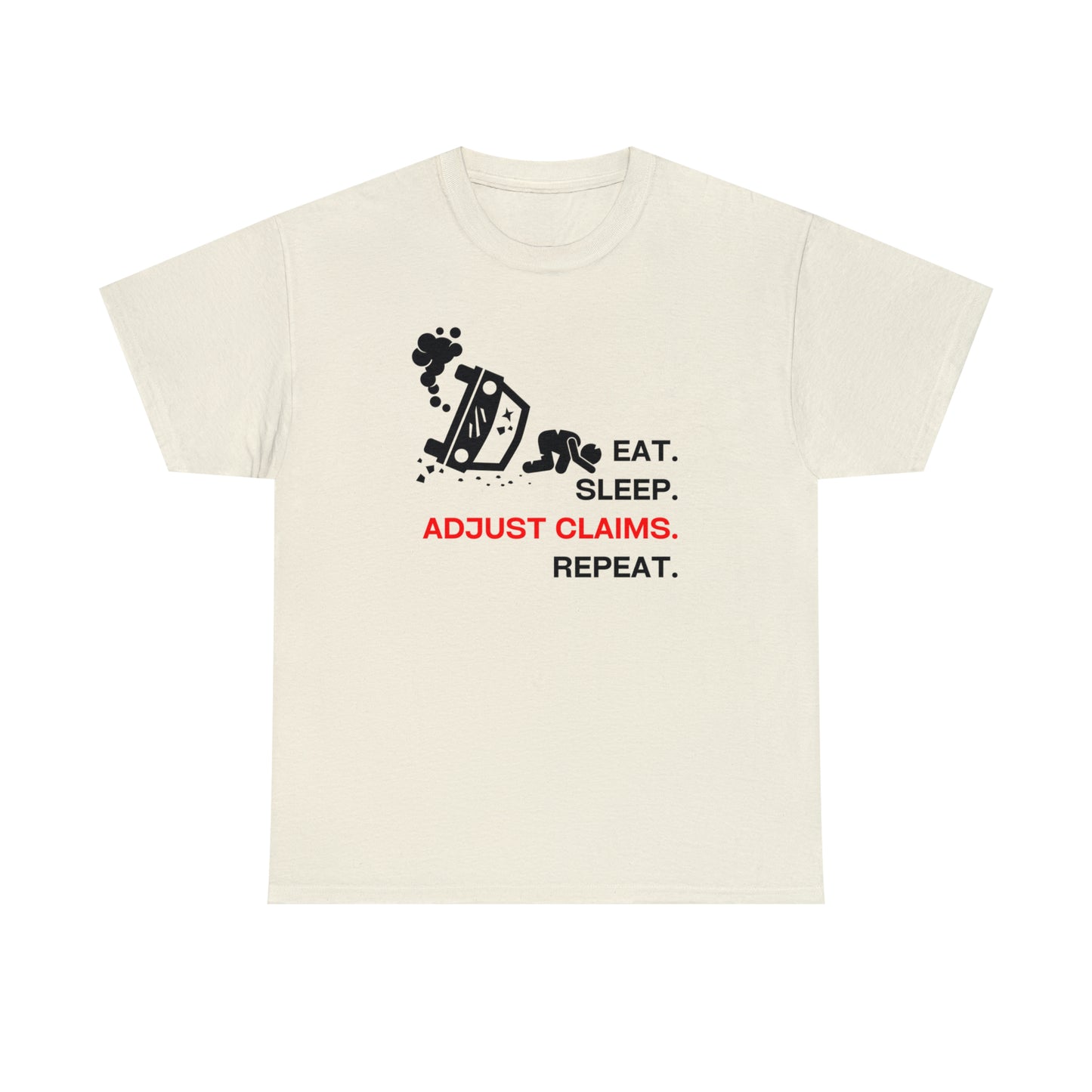 Claims Adjuster (Car Flip/Driver/Black) Unisex Heavy Cotton Tee
