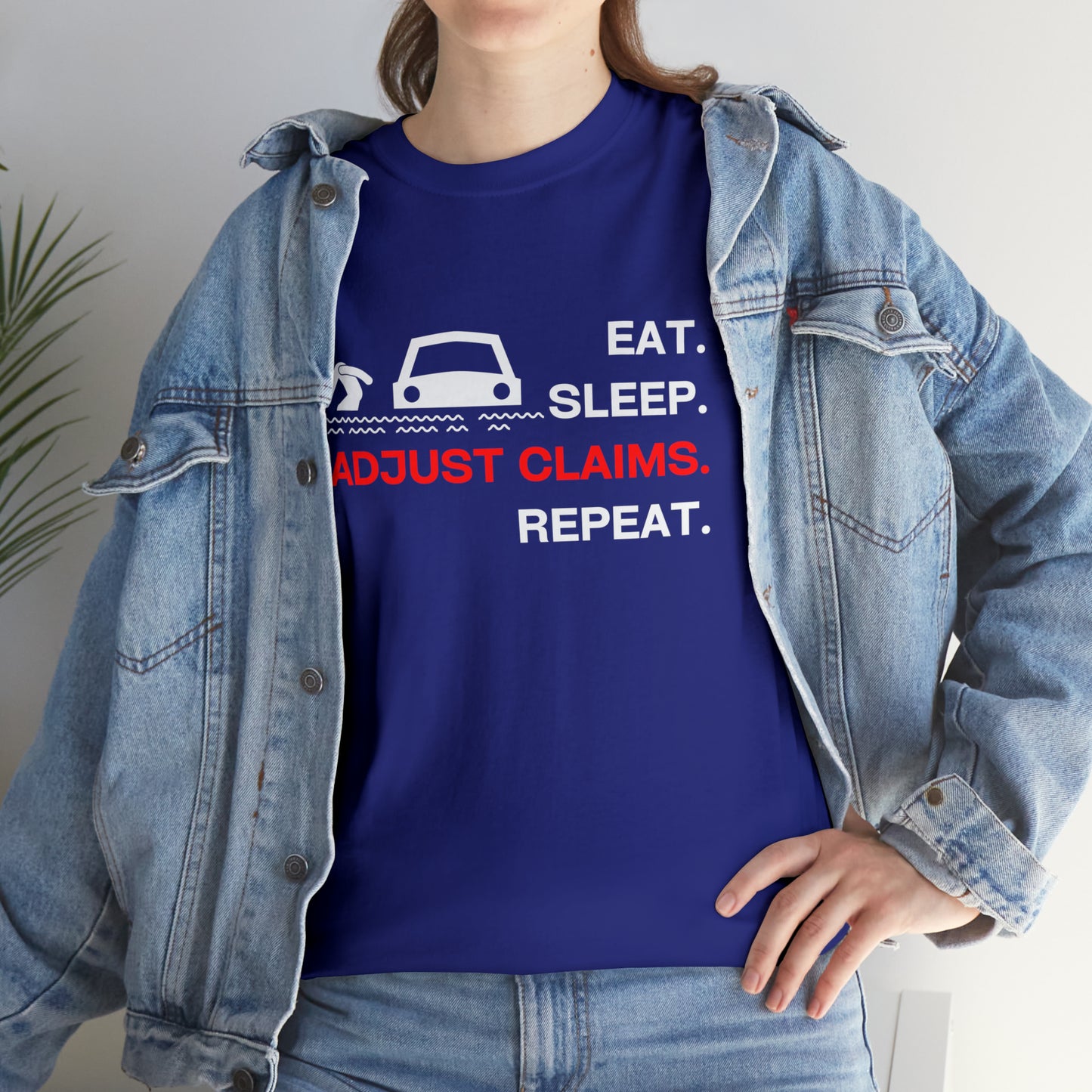 Claims Adjuster (Flooded Car / White) Unisex Heavy Cotton Tee