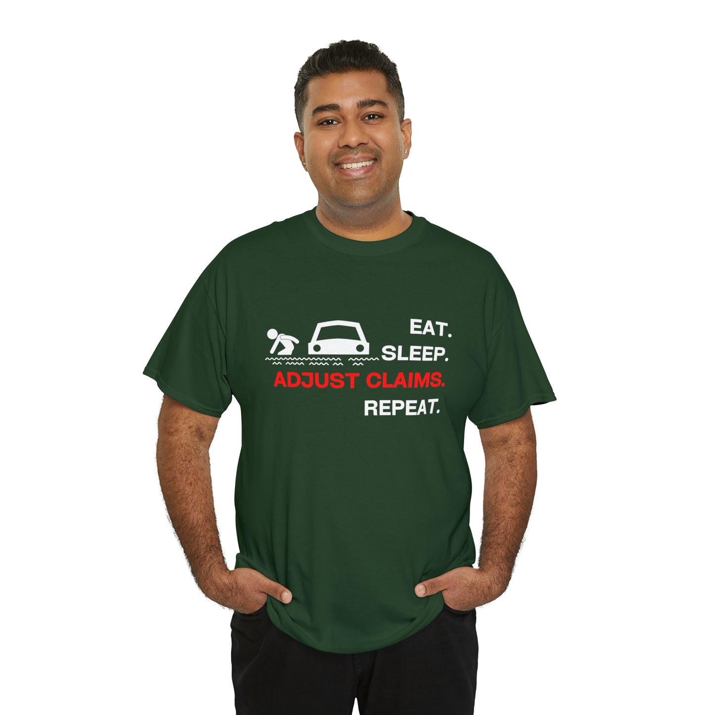 Claims Adjuster (Flooded Car / White) Unisex Heavy Cotton Tee