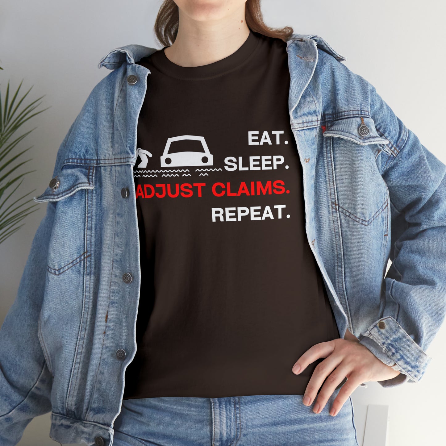 Claims Adjuster (Flooded Car / White) Unisex Heavy Cotton Tee