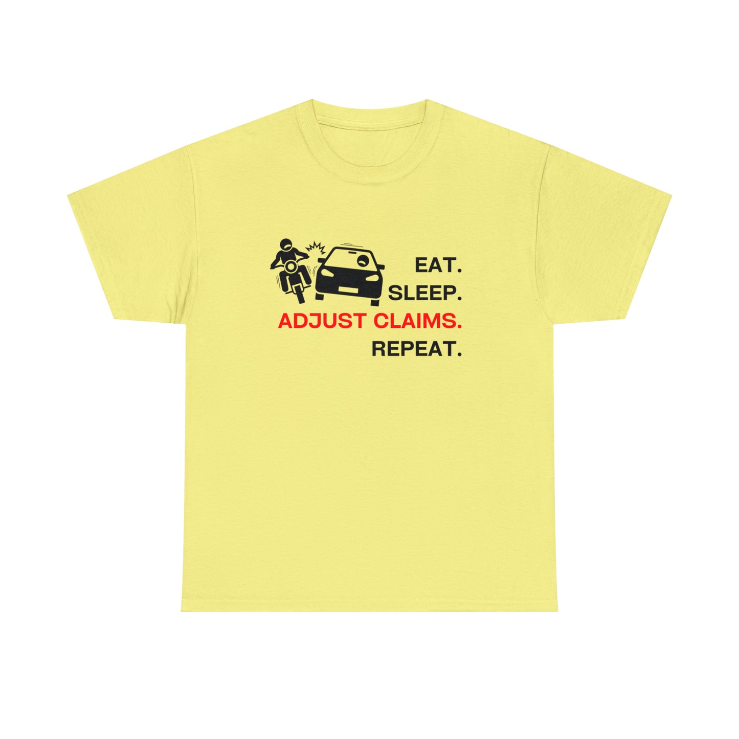 Claims Adjuster (Motorcyclist / Car / Black) Unisex Heavy Cotton Tee