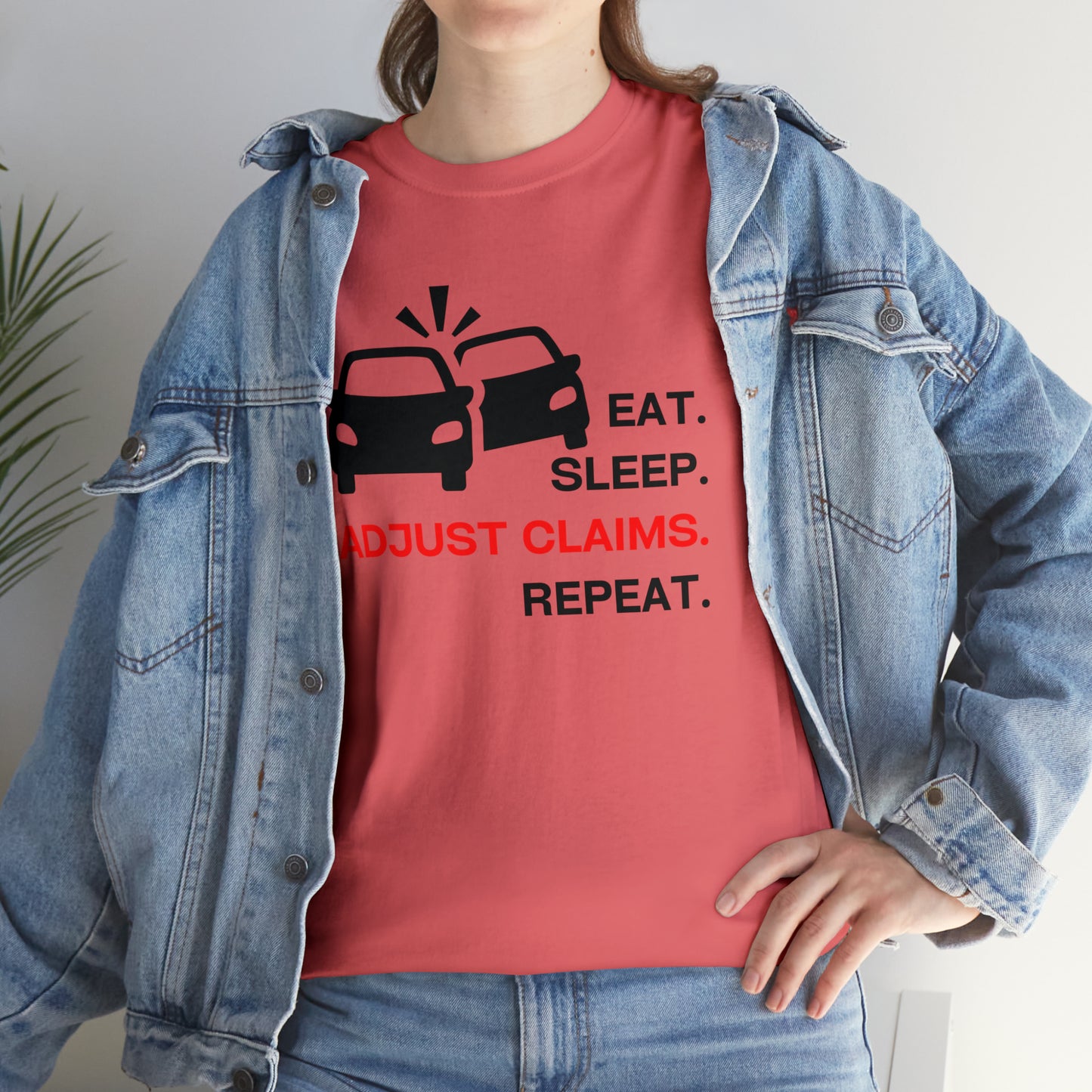 Claims Adjuster (Double Car/ Black Print) Unisex Heavy Cotton Tee