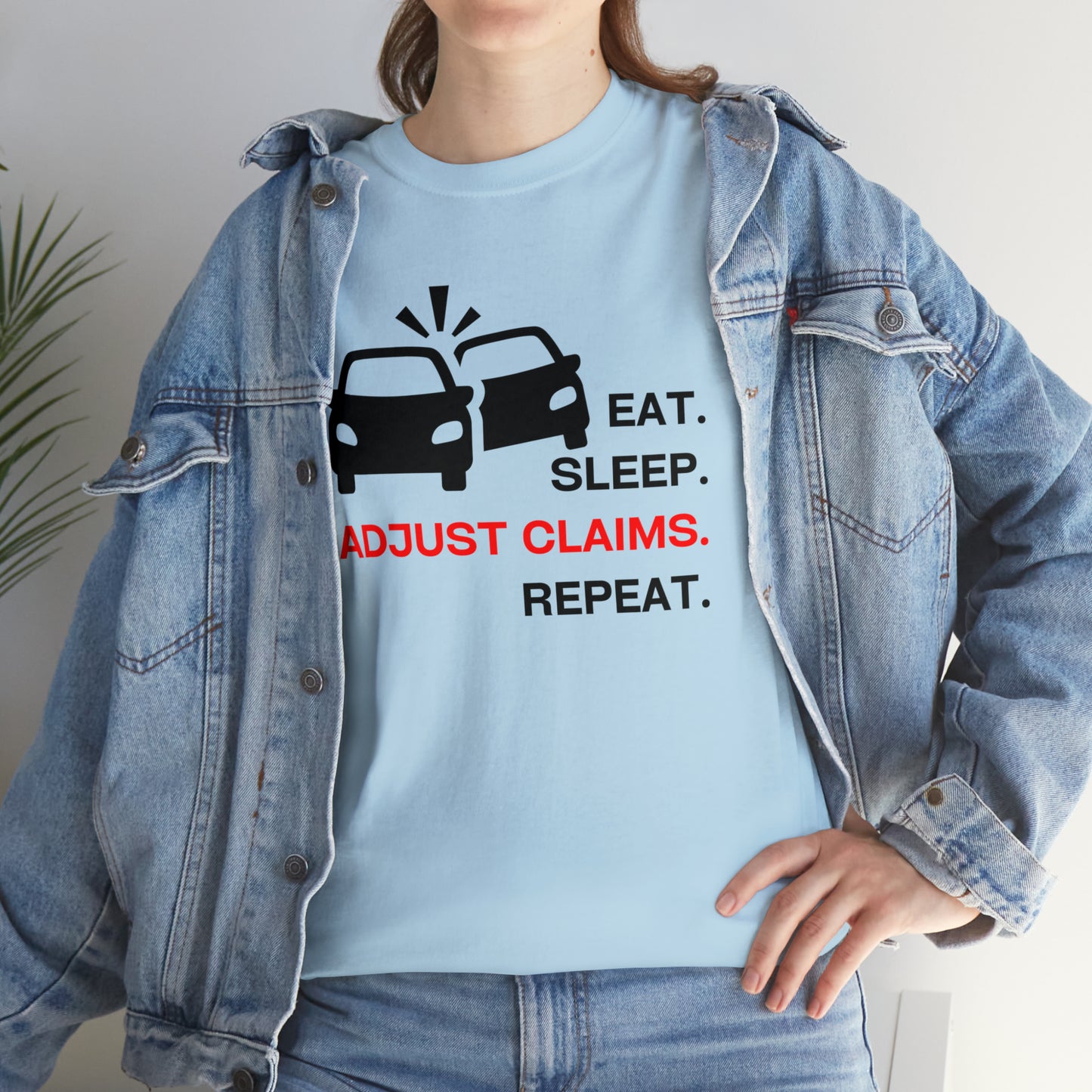 Claims Adjuster (Double Car/ Black Print) Unisex Heavy Cotton Tee