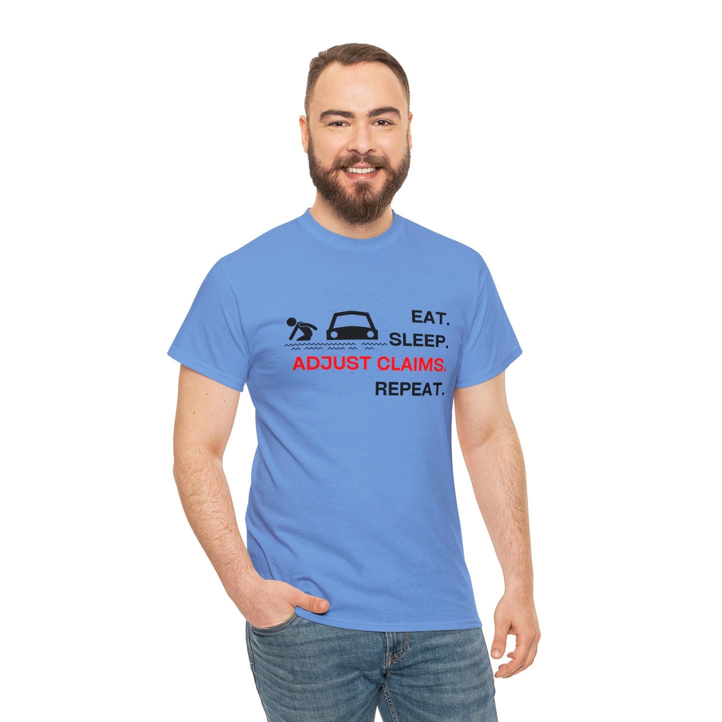 Claims Adjuster (Flooded Car / White) Unisex Heavy Cotton Tee