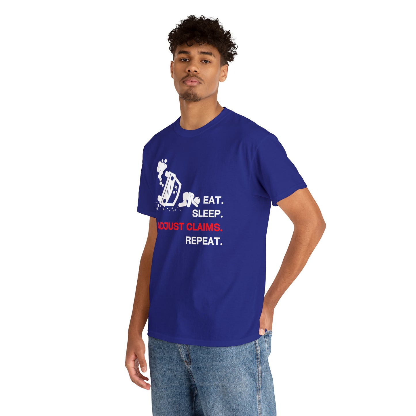 Claims Adjuster (Car Flip/Driver/White) Unisex Heavy Cotton Tee