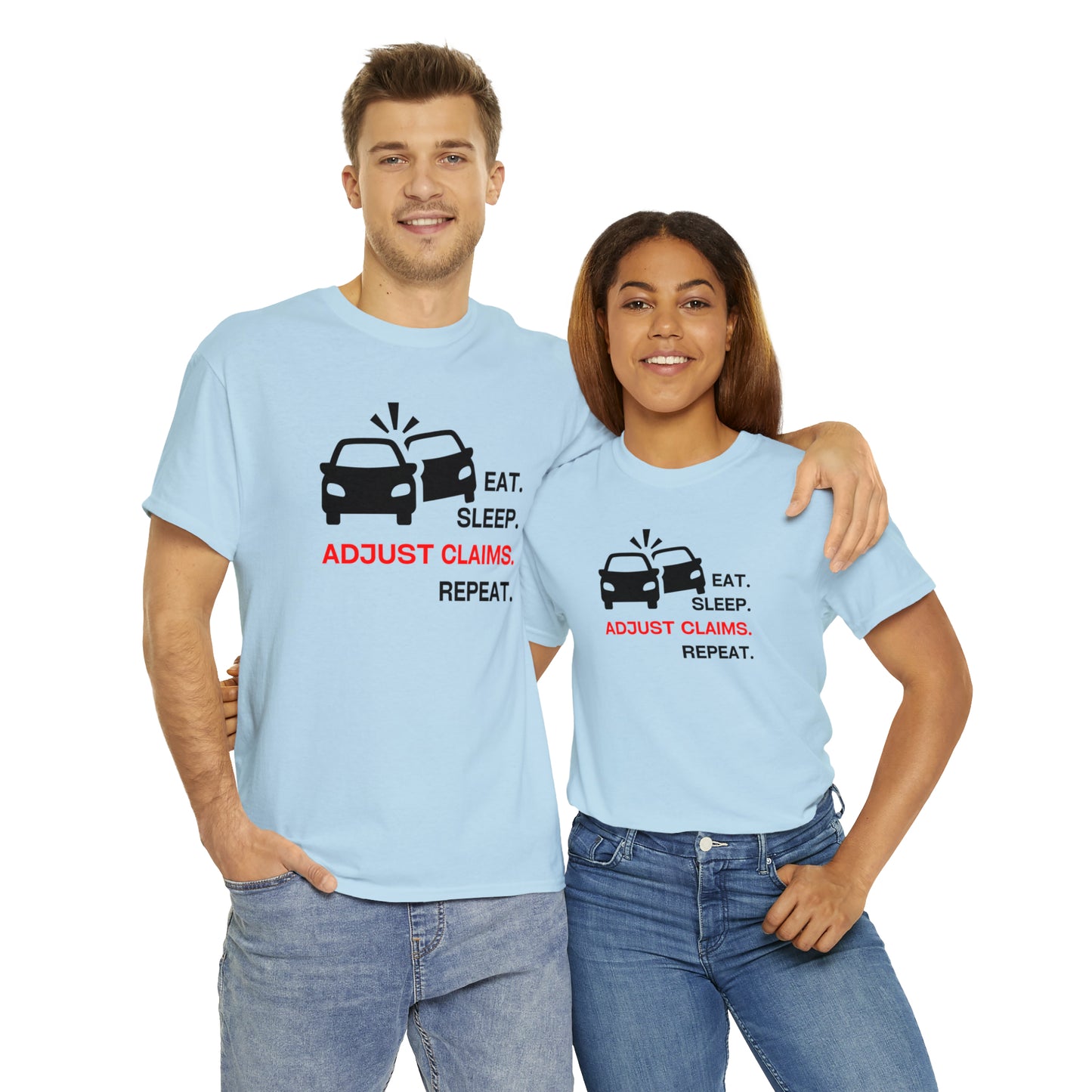Claims Adjuster (Double Car/ Black Print) Unisex Heavy Cotton Tee