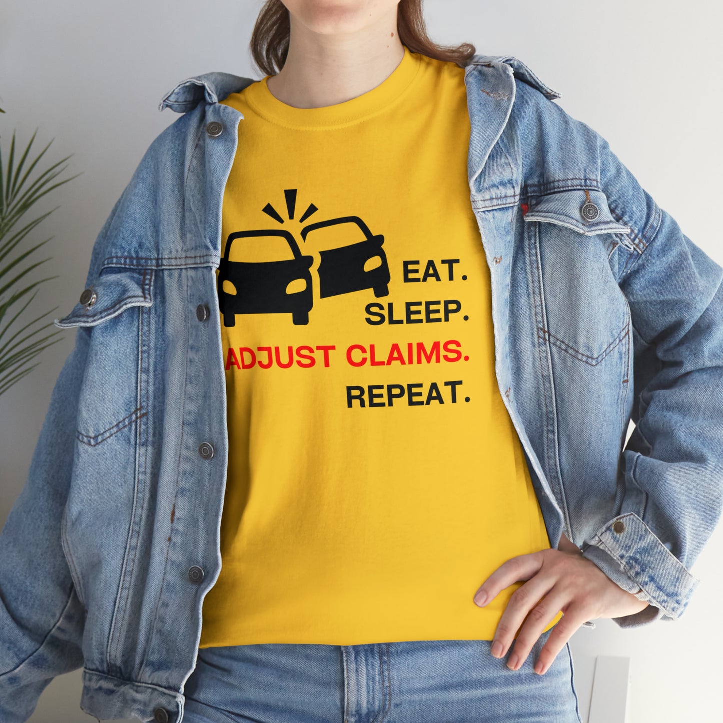 Claims Adjuster (Double Car/ Black Print) Unisex Heavy Cotton Tee