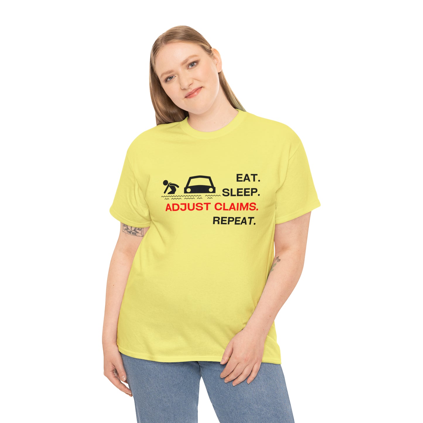Claims Adjuster (Flooded Car / White) Unisex Heavy Cotton Tee