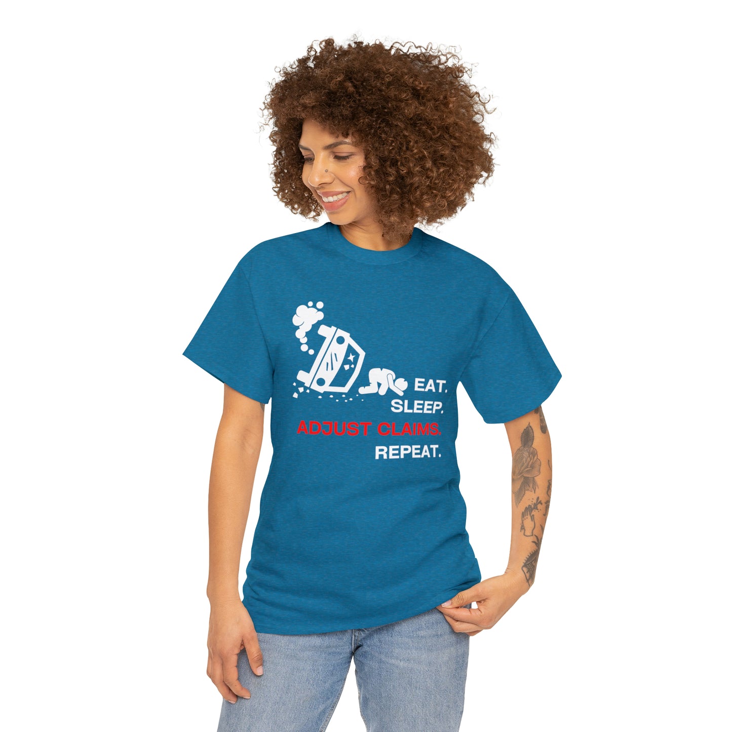 Claims Adjuster (Car Flip/Driver/White) Unisex Heavy Cotton Tee