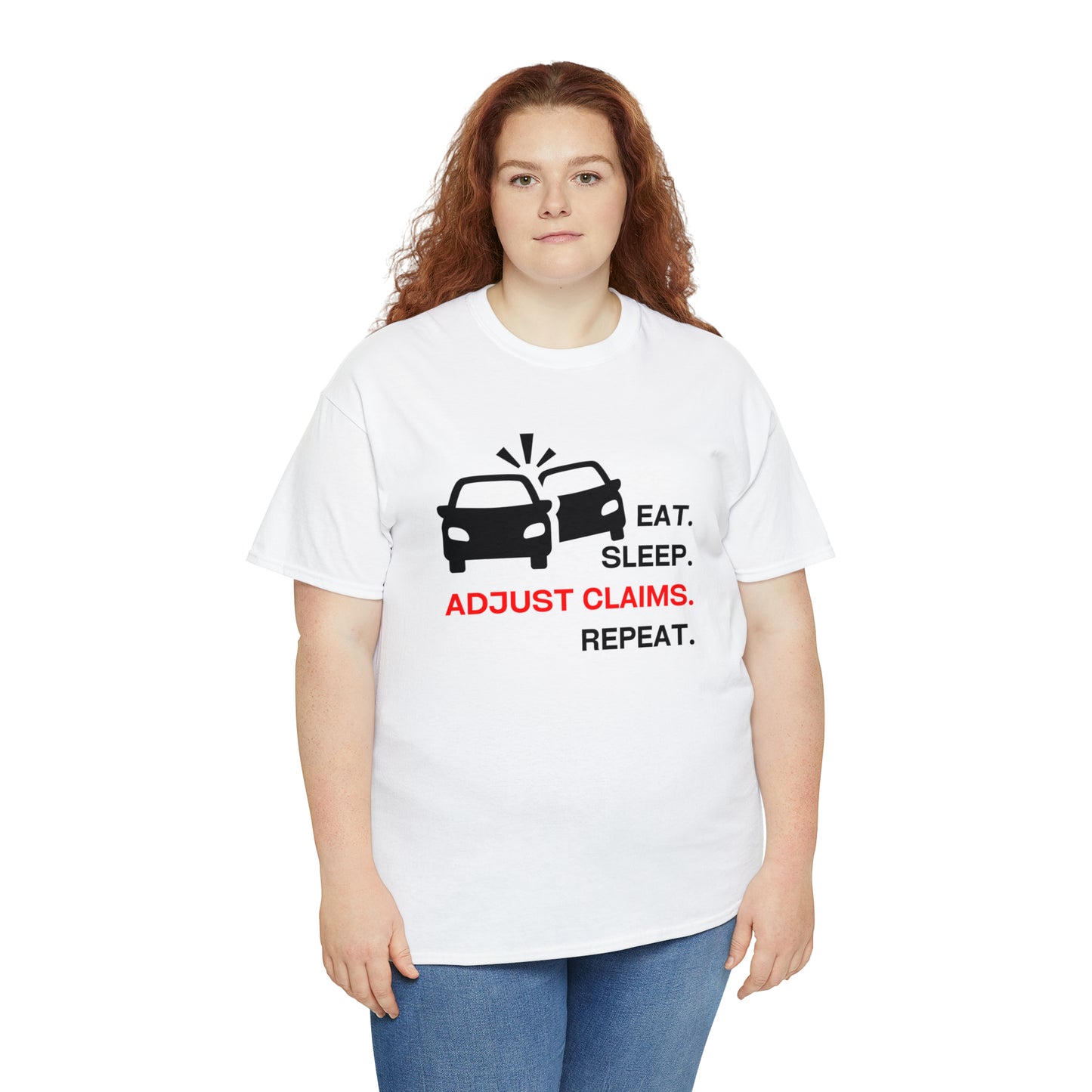Claims Adjuster (Double Car/ Black Print) Unisex Heavy Cotton Tee