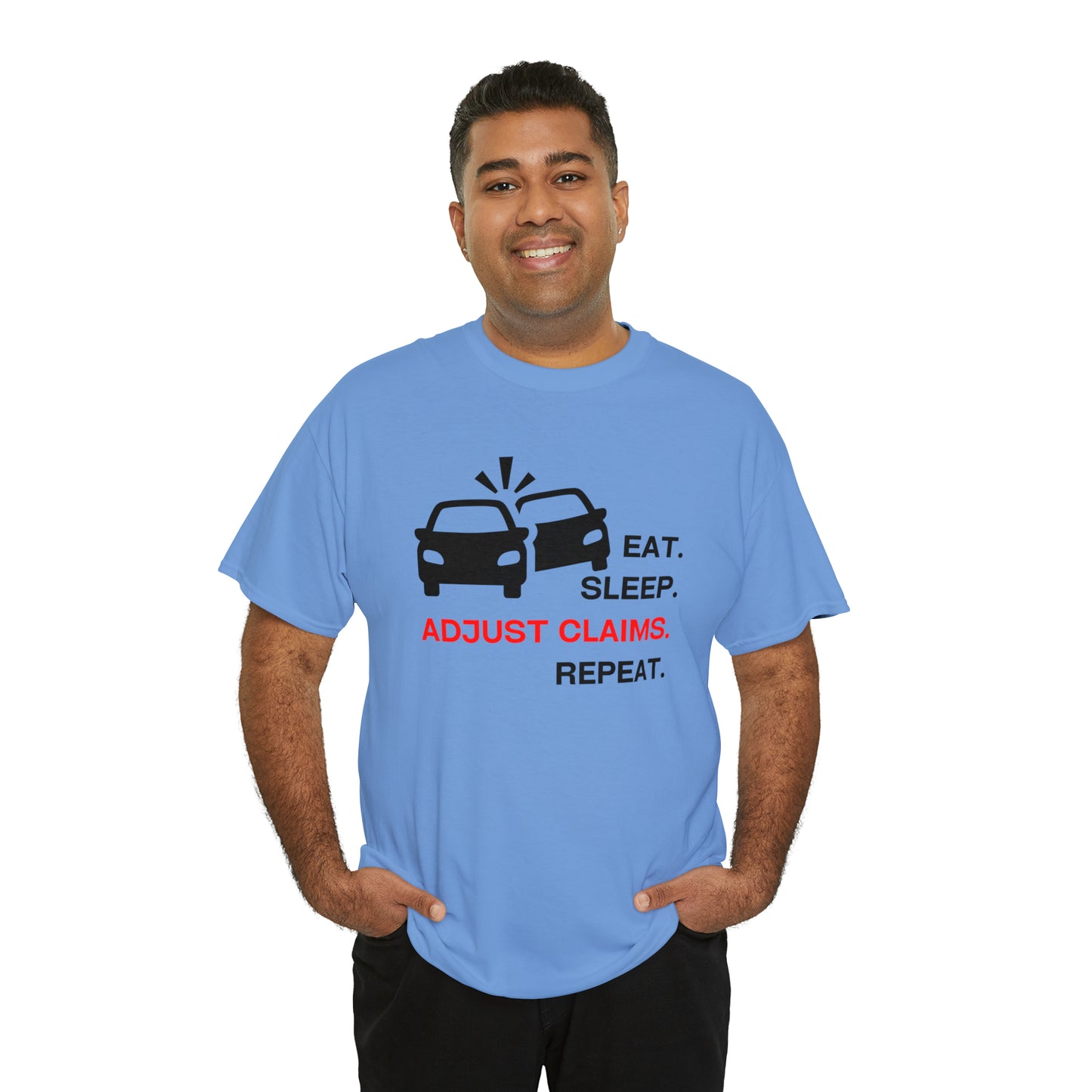 Claims Adjuster (Double Car/ Black Print) Unisex Heavy Cotton Tee