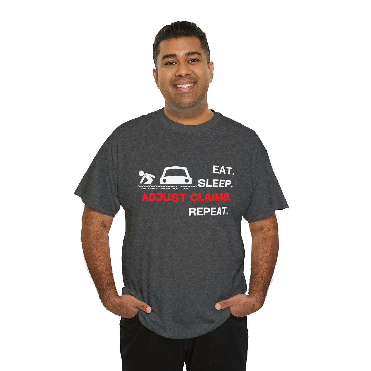 Claims Adjuster (Flooded Car / White) Unisex Heavy Cotton Tee